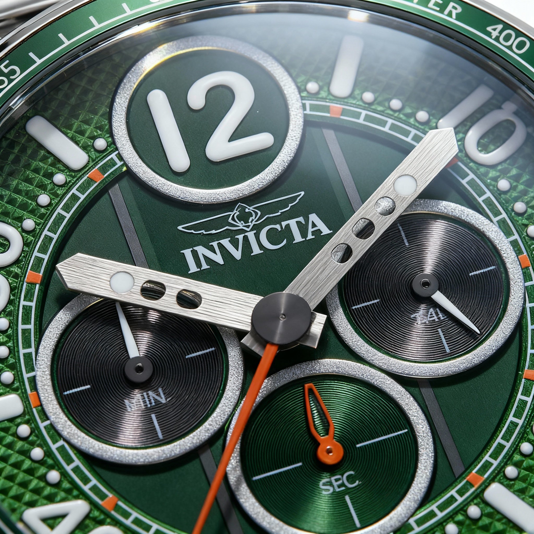 Invicta Speedway 49373 Men's Chronograph Quartz Watch, 44mm Silver Stainless Steel Bracelet, Green Dial, Photo 3