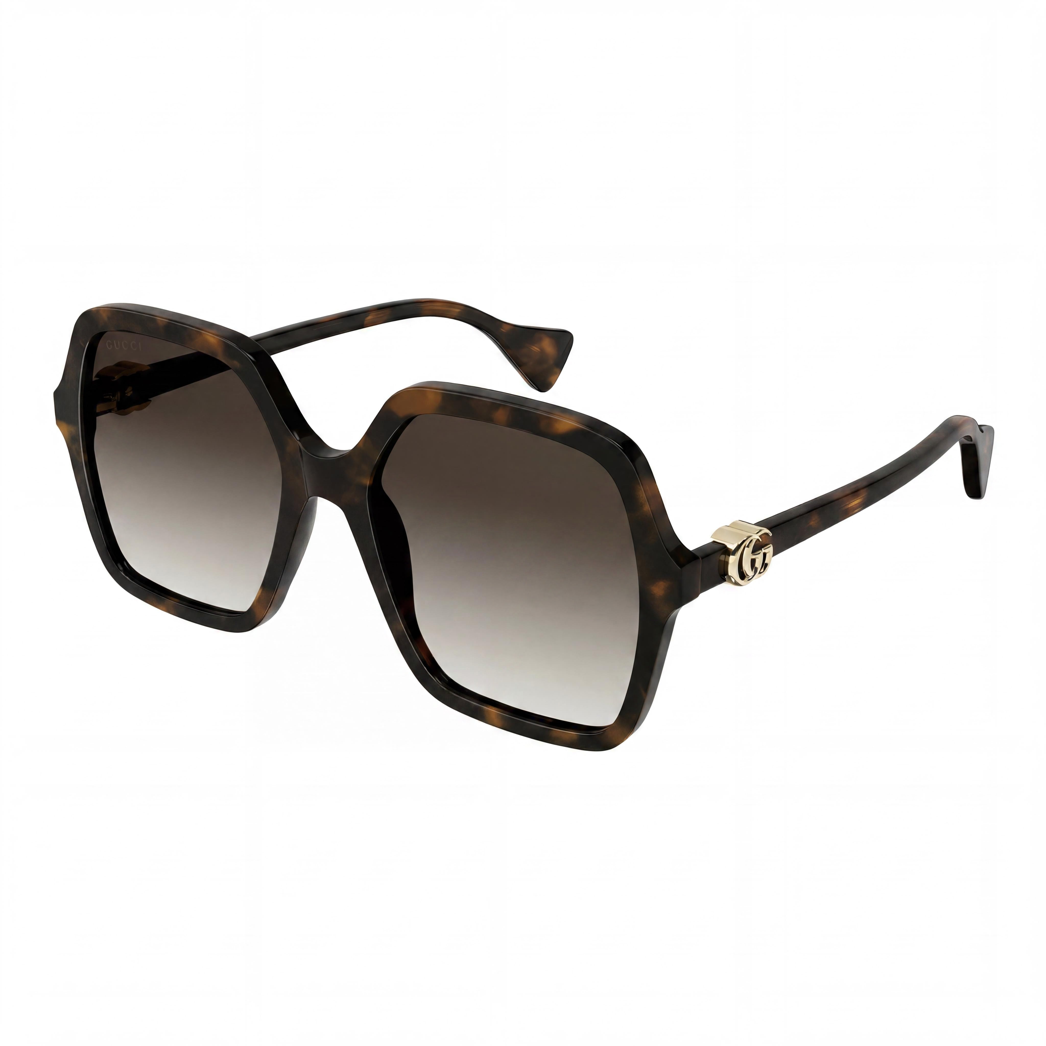 Gafas de sol Gucci GG1072S-002 para mujer, cuadradas, con montura completa de acetato color habana y lentes degradados marrones, talla 56-19, Photo 1