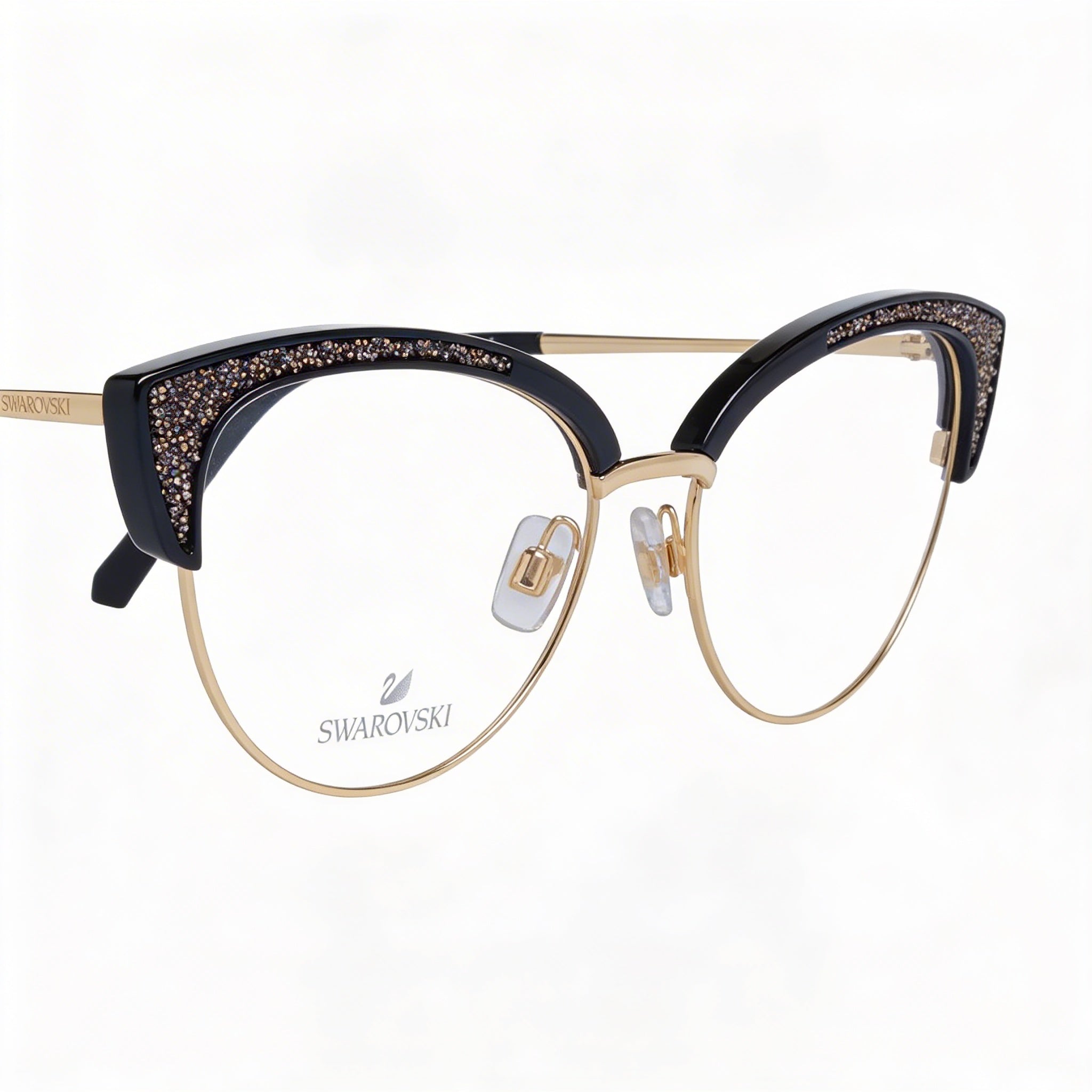 Swarovski Gafas de Sol para Mujer Sk5363 Negras y Doradas de Plástico y Metal sin Polarizar con Lentes de Policarbonato de 53mm, Photo 3