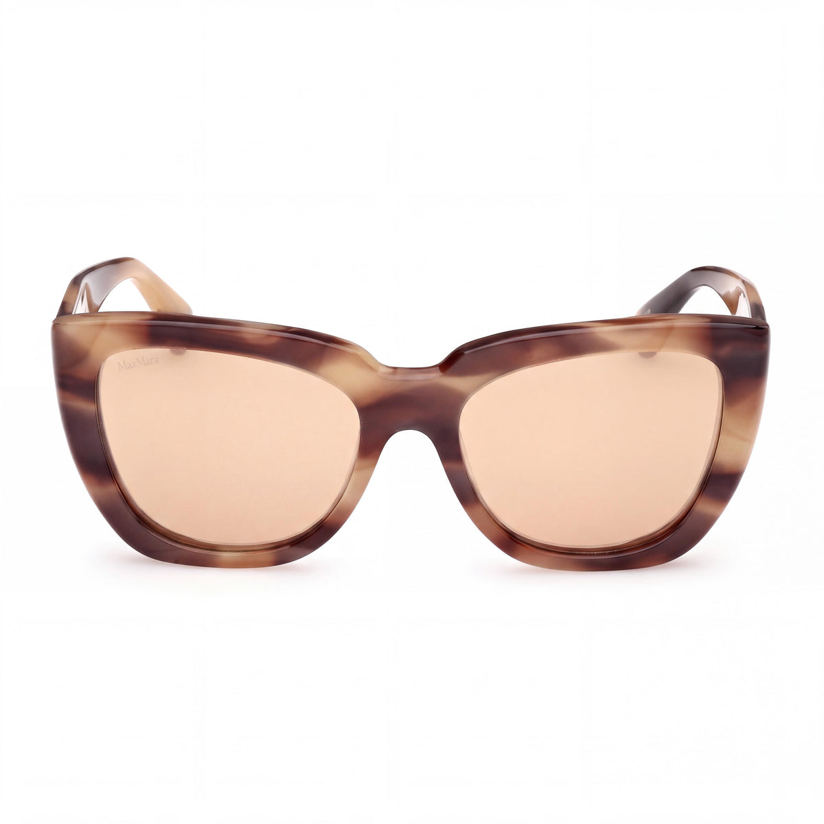 MaxMara Mm0090 Unisex Acetate Frame in Brown Horn with Light Brown Non-Polarized Lenses 54-18-140, Photo 2