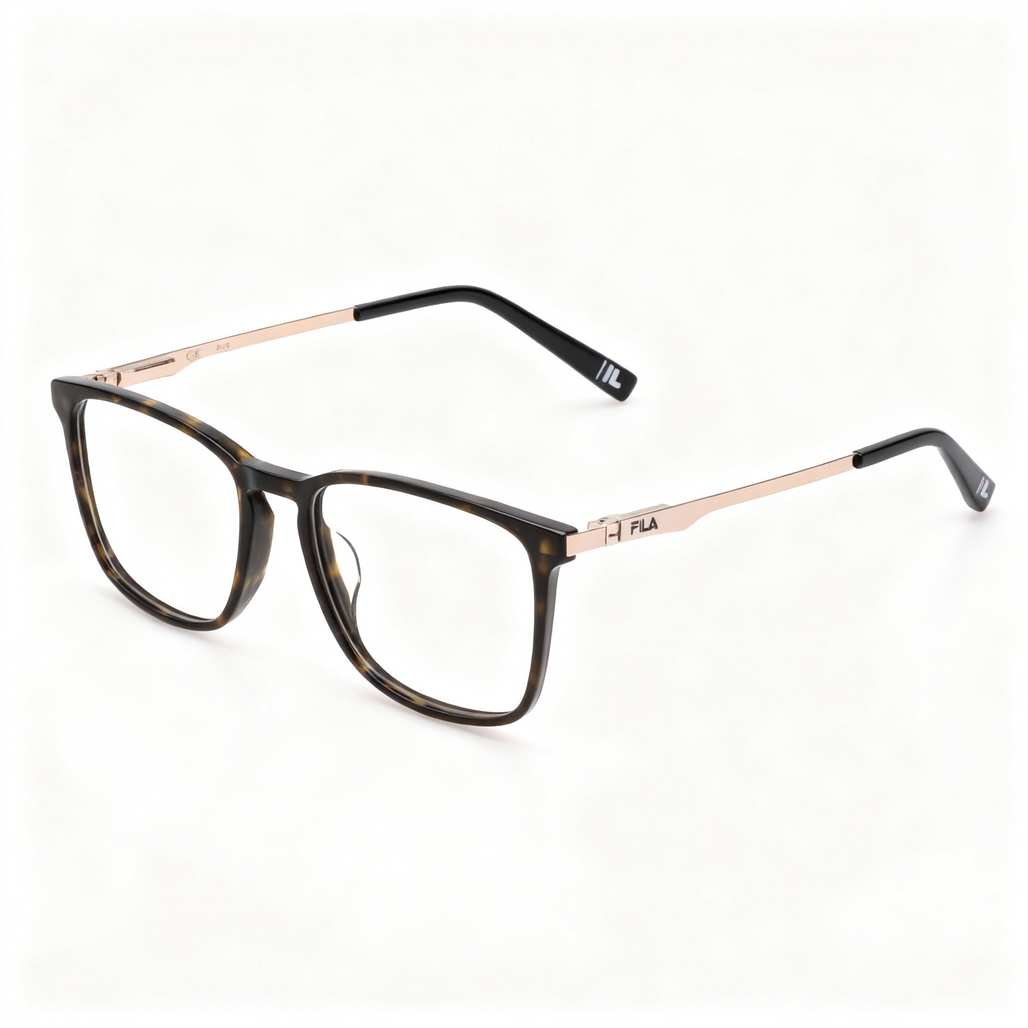 Fila Classic Men's Shiny Dark Havana Acetate-Metal Non Polarized Transparent Lens Eyeglasses 53-18-145, Photo 3