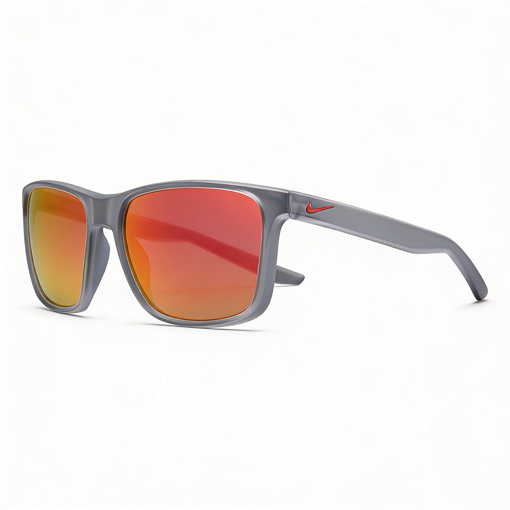 Nike Wayfarers Unisex Plastic Wine Red Frame Grey Red Mirror Lenses UV Protected Sunglasses
