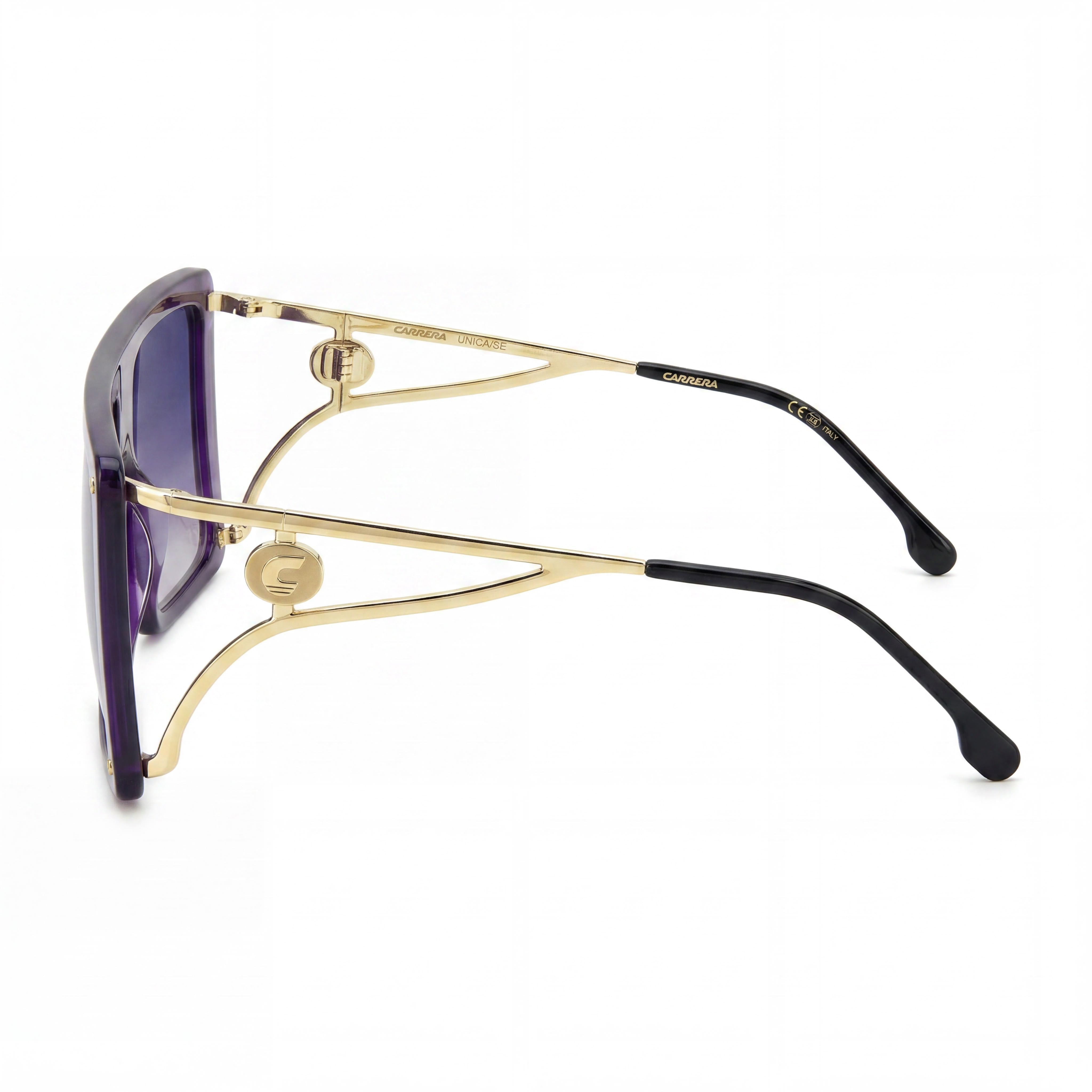 Gafas de sol Carrera Casual para mujer con montura de acetato violeta, lentes grises espejadas y protección UV de 60 mm, Photo 3