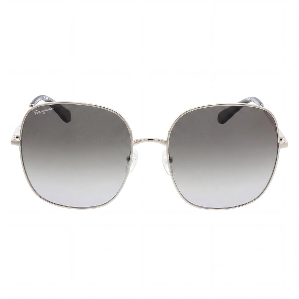 Salvatore Ferragamo Classic Women's Silver Plastic Grey Gradient UV Protection Sunglasses Lens 59mm