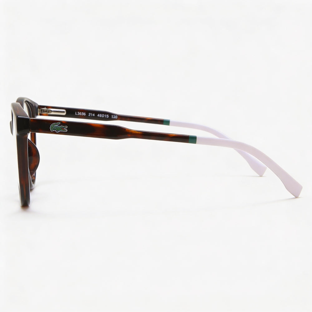 Montura de gafas Lacoste Modern Unisex Havana de plástico con lentes de demostración sin receta, 48 mm