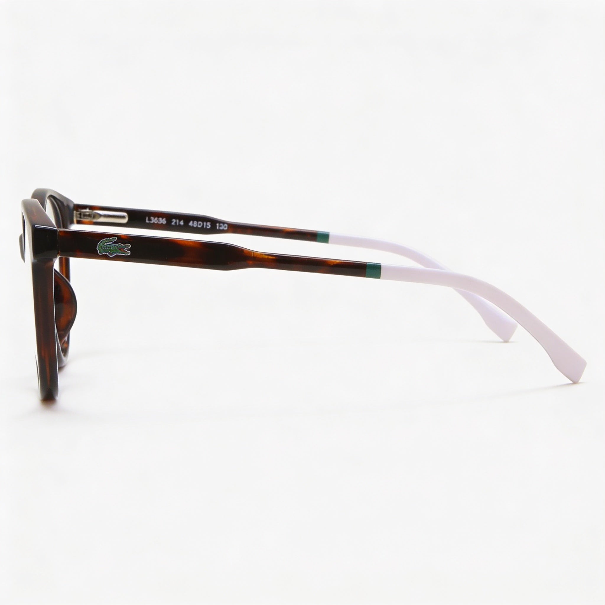 Lacoste Modern Unisex Havana Plastic Eyeglass Frames with Non-Prescription Demo Lenses, 48mm, Photo 2