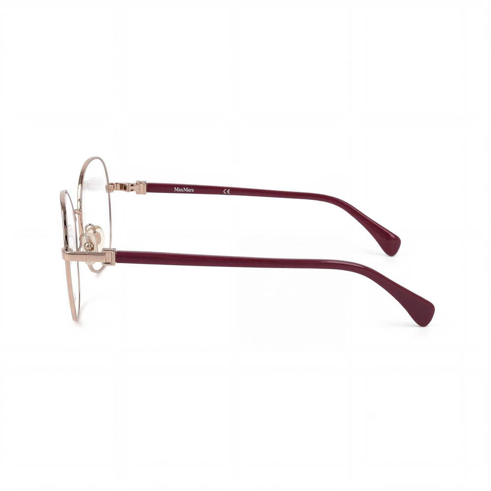 MaxMara Modern Women's Metal Eyeglasses Frame with Clear Lenses, Shiny Light Bronze, Size 55mm