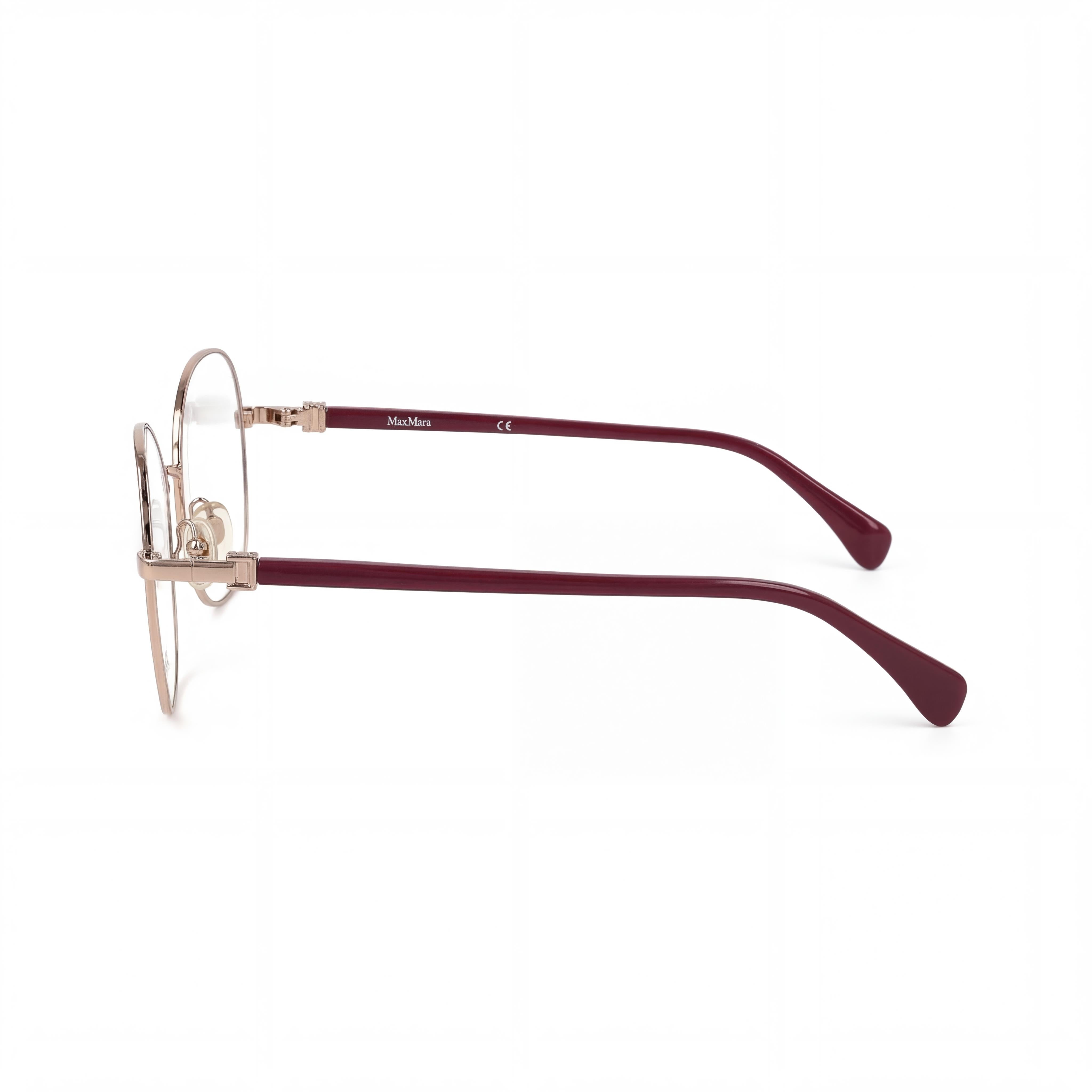 MaxMara Modern Women's Metal Eyeglasses Frame with Clear Lenses, Shiny Light Bronze, Size 55mm, Photo 2