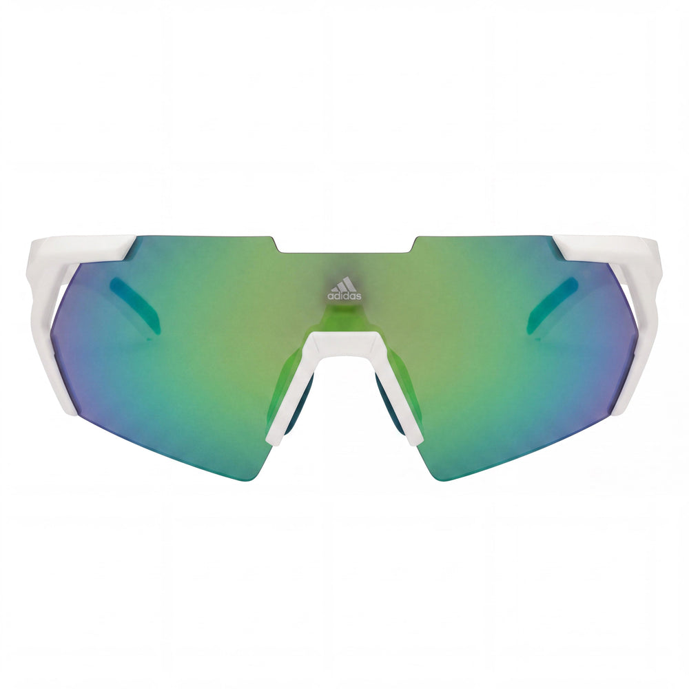 Gafas de Sol adidas SP0064 Modernas para Hombre, Montura Inyectada Blanca, Lentes Verdes con Protección UV, 140mm