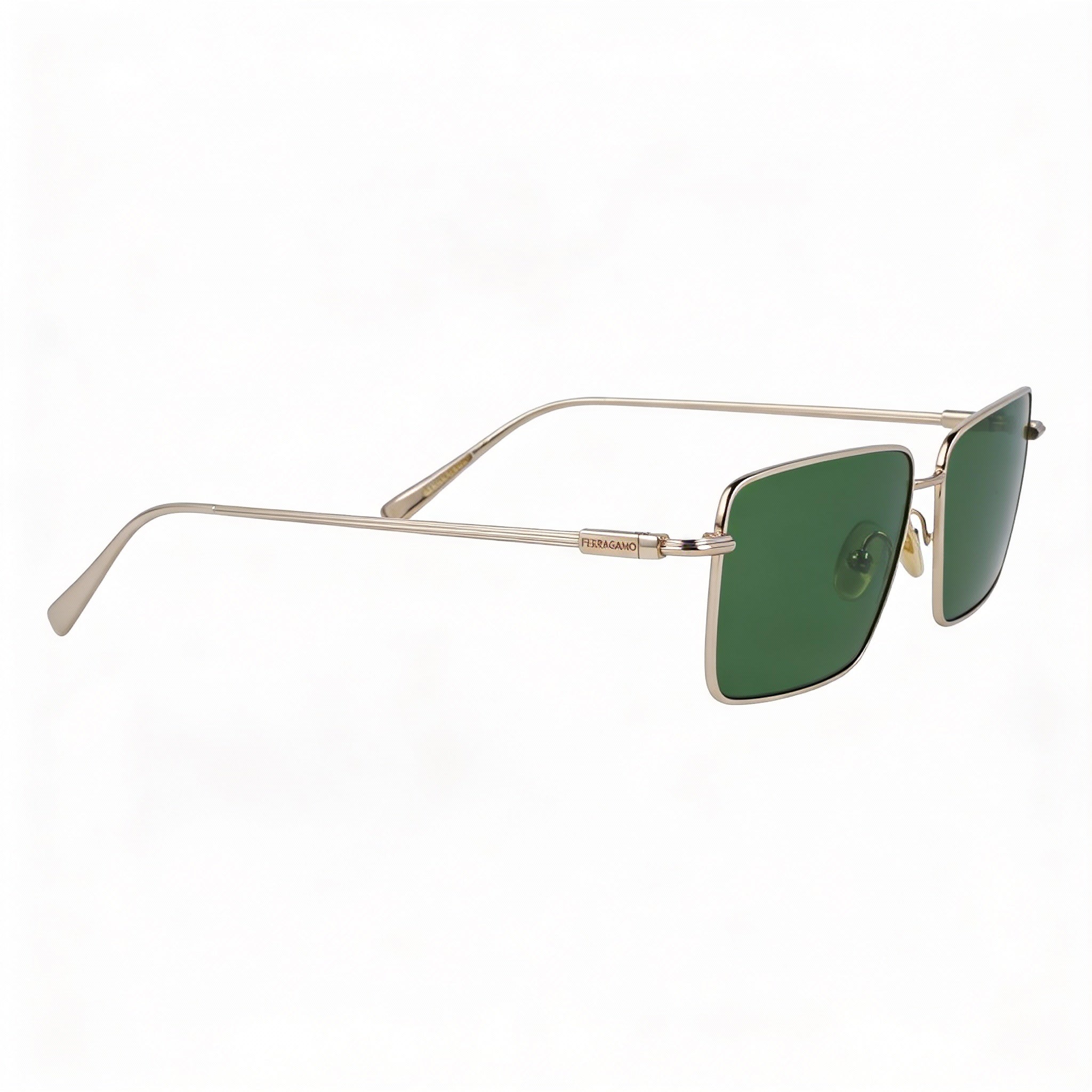 Salvatore Ferragamo Sf309s Unisex Metallo Frame Polycarbonate Lens UV Protection Eyewear Light Gold Green 57mm, Photo 4