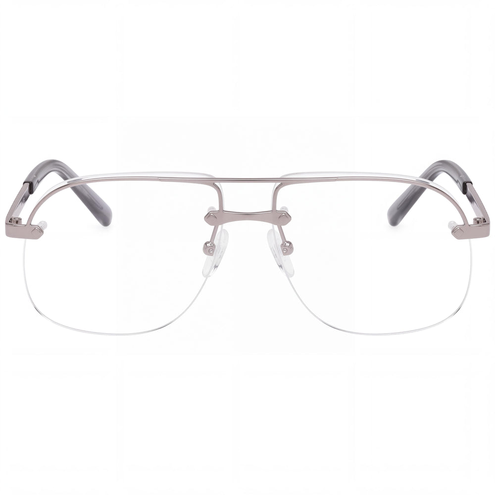MCM WORLDWIDE MW5019-H Men's Semirimless Metal Light Ruthenium Eyeglasses with Clear Demo Lenses, Prescription Ready 59-12-145