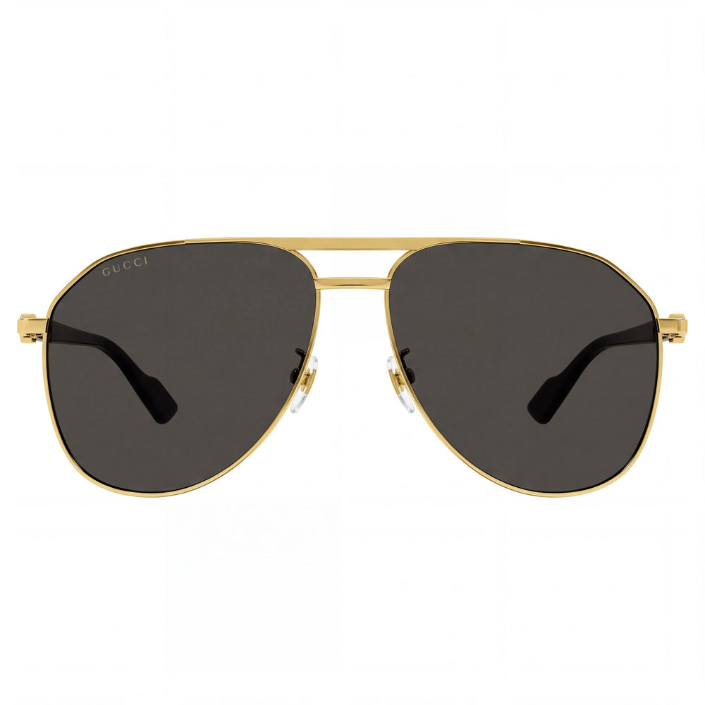 Gucci GG1220S Unisex Gold-Gold-Grey Aluminium Pilot UV Protected Sunglasses 59-14-54