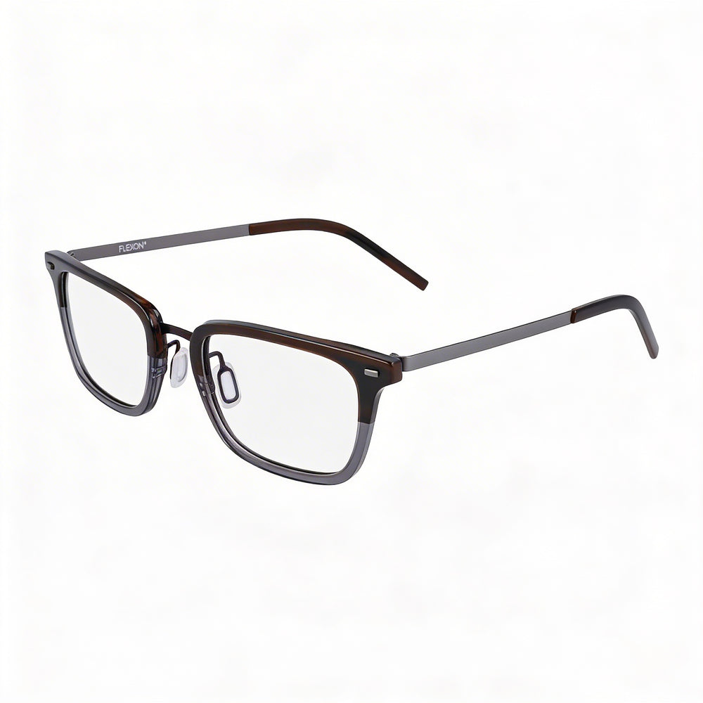 Gafas unisex Flexon B2021 de metal marrón con montura de cuerno, 54 mm