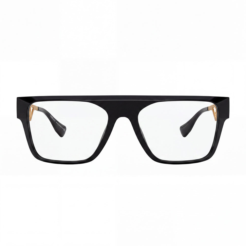 Montura de gafas cuadradas de acetato Versace Ve 3326u unisex, negras y doradas, de montura completa con lentes de 55 mm, puente de 19 mm y patillas de 145 mm