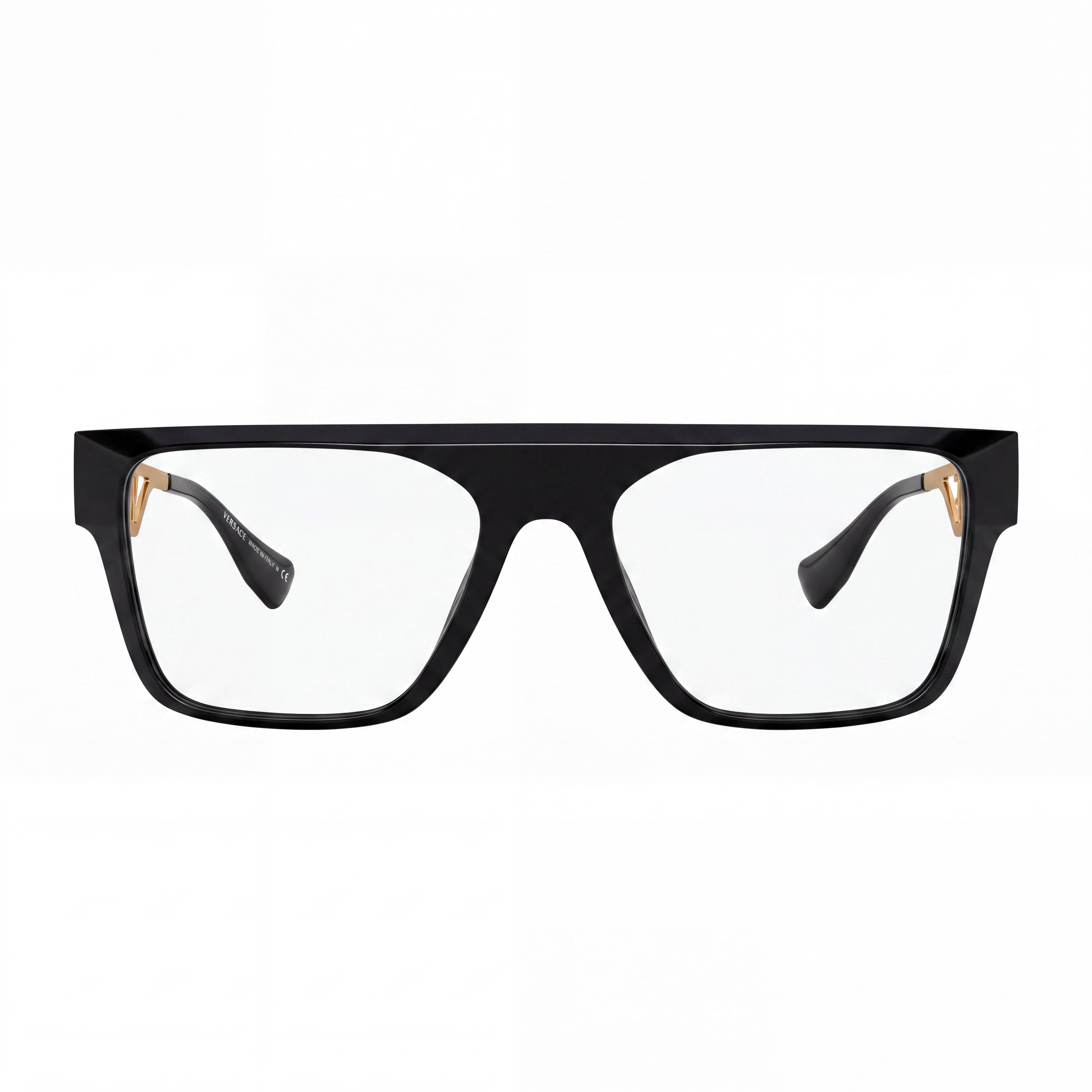 Versace Ve 3326u Unisex Acetate Black Gold Square Full Rim Eyeglass Frames with 55mm Lens, 19mm Bridge, 145mm Temple, Photo 2