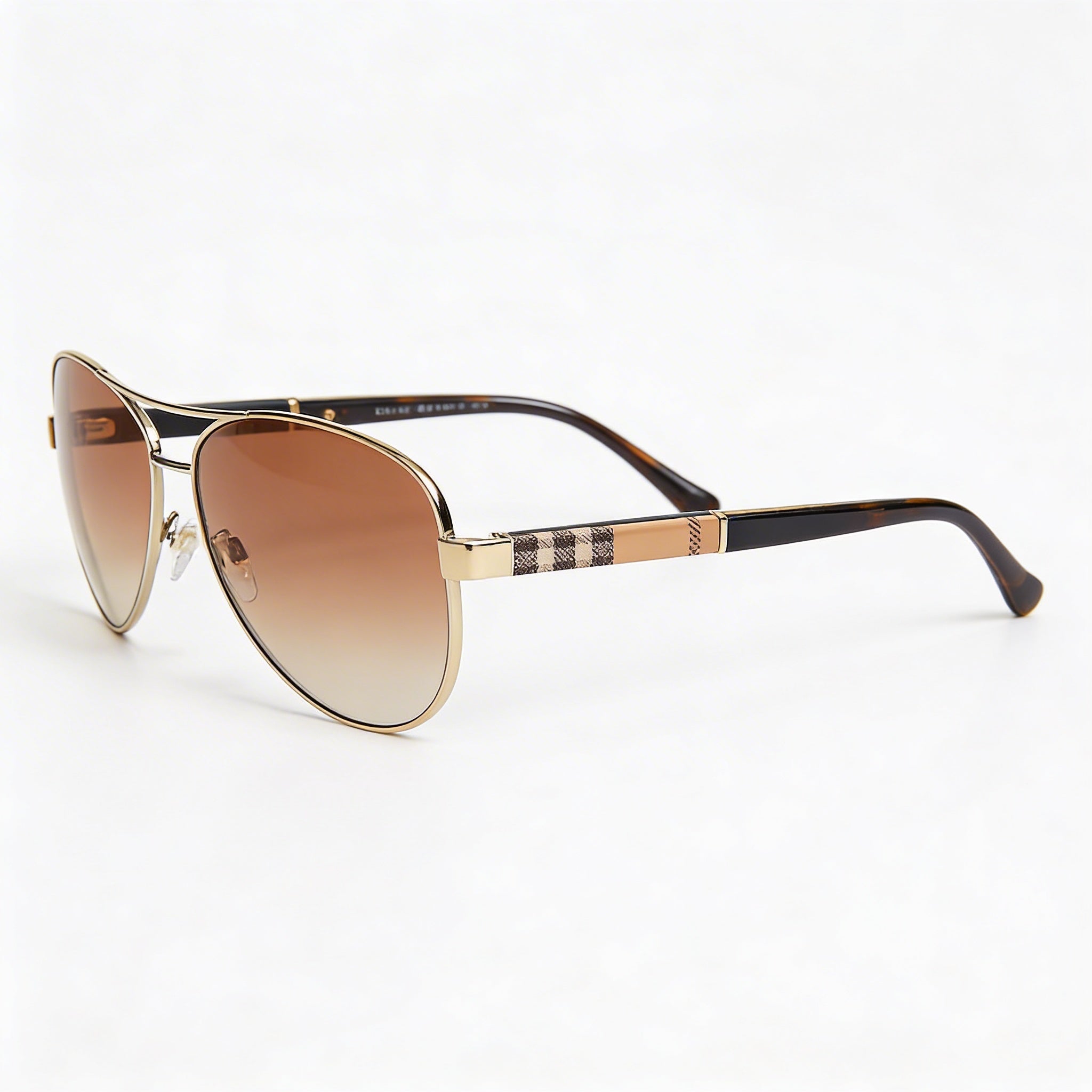 BURBERRY Gafas de sol casual unisex, montura de metal dorado claro, lentes degradadas marrones, protección UV 59-14-135, Photo 1