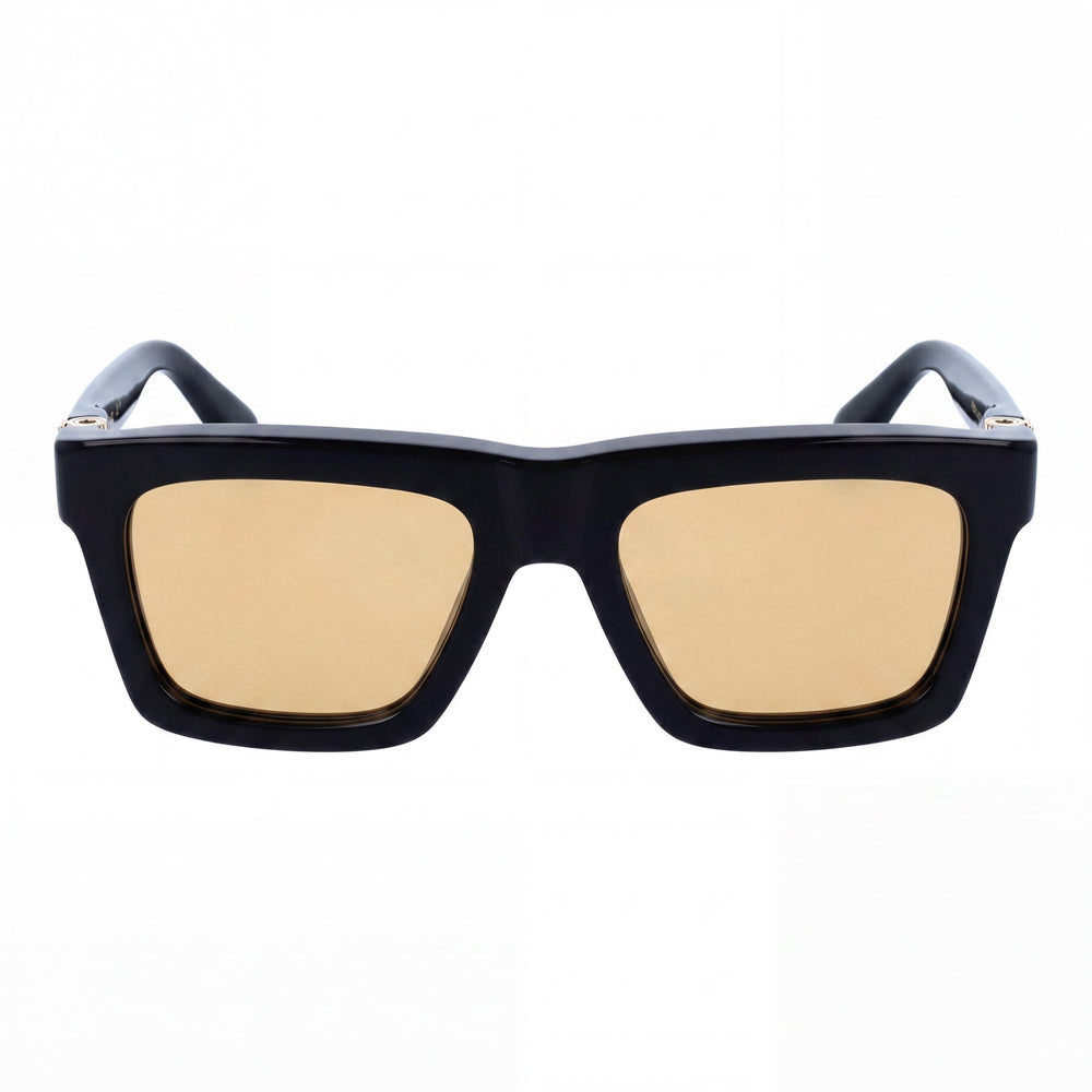 Gafas de sol modernas Ferragamo para hombre con montura de acetato en negro y dorado con protección UV 400, ancho de lente de 54 mm