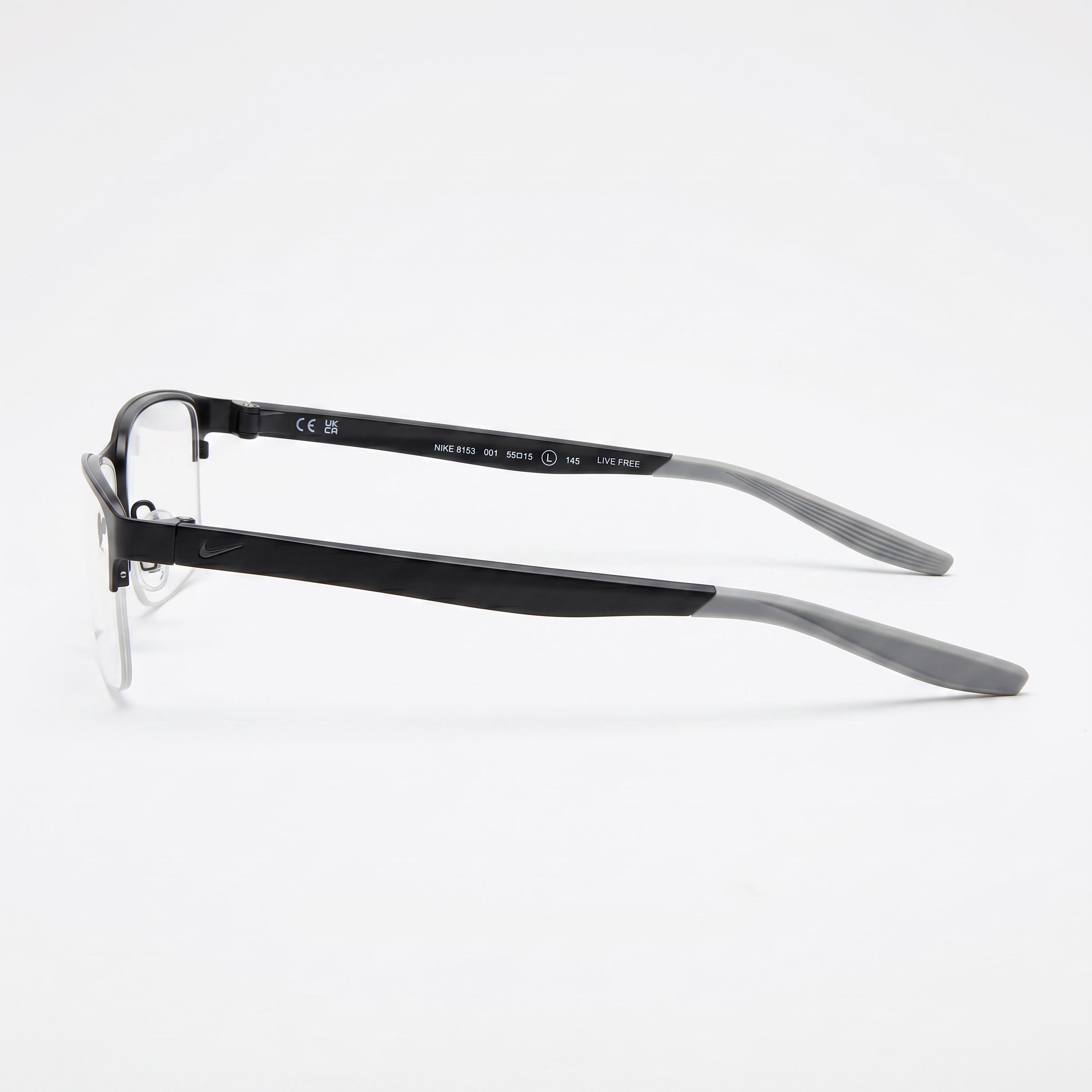 Nike Modern Unisex Metal Frame Satin Black Matte Black with Polycarbonate Satin Black Matte Black 55mm, Photo 3