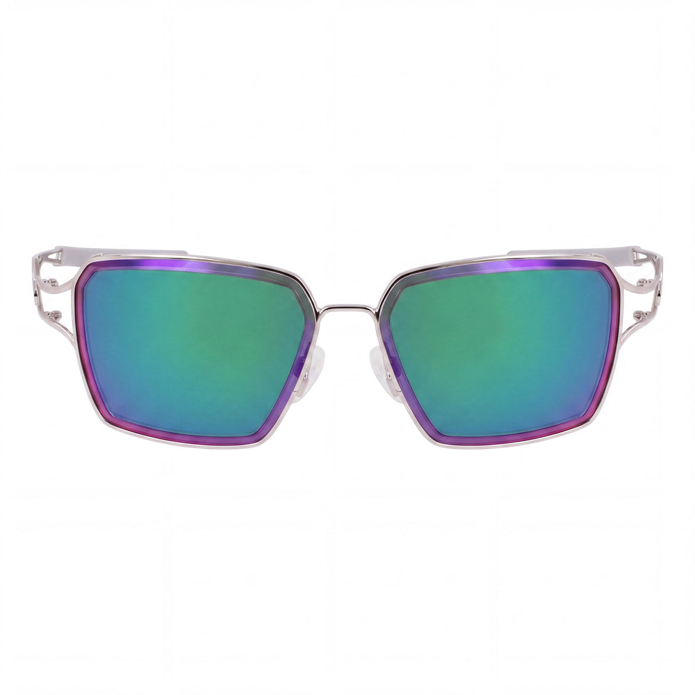 Nike Classic Gafas de Sol Unisex Montura de Acetato Plateado Lentes Espejo Infrarrojo Verde 57mm No Polarizados UV 400