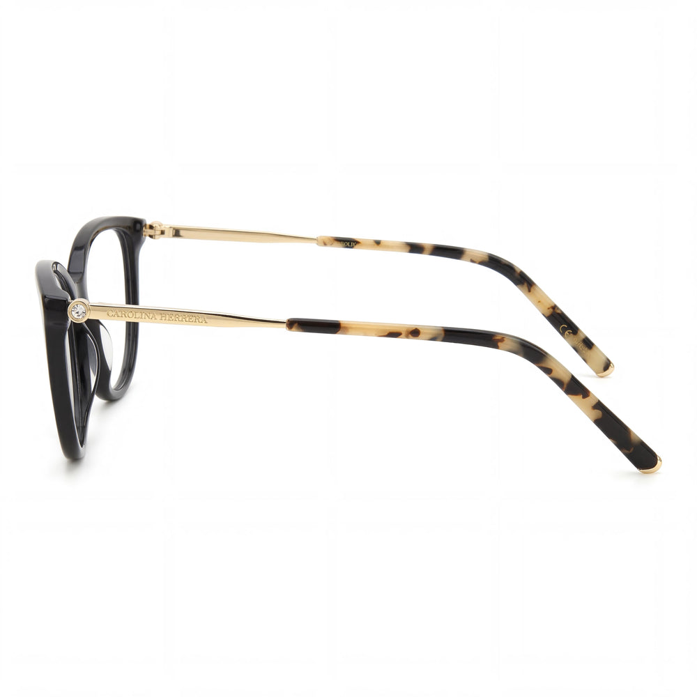 Carolina Herrera Men's Classic Black Gold Plastic Frame Polycarbonate Lens Non-Polarized Sunglasses 55-15-145mm