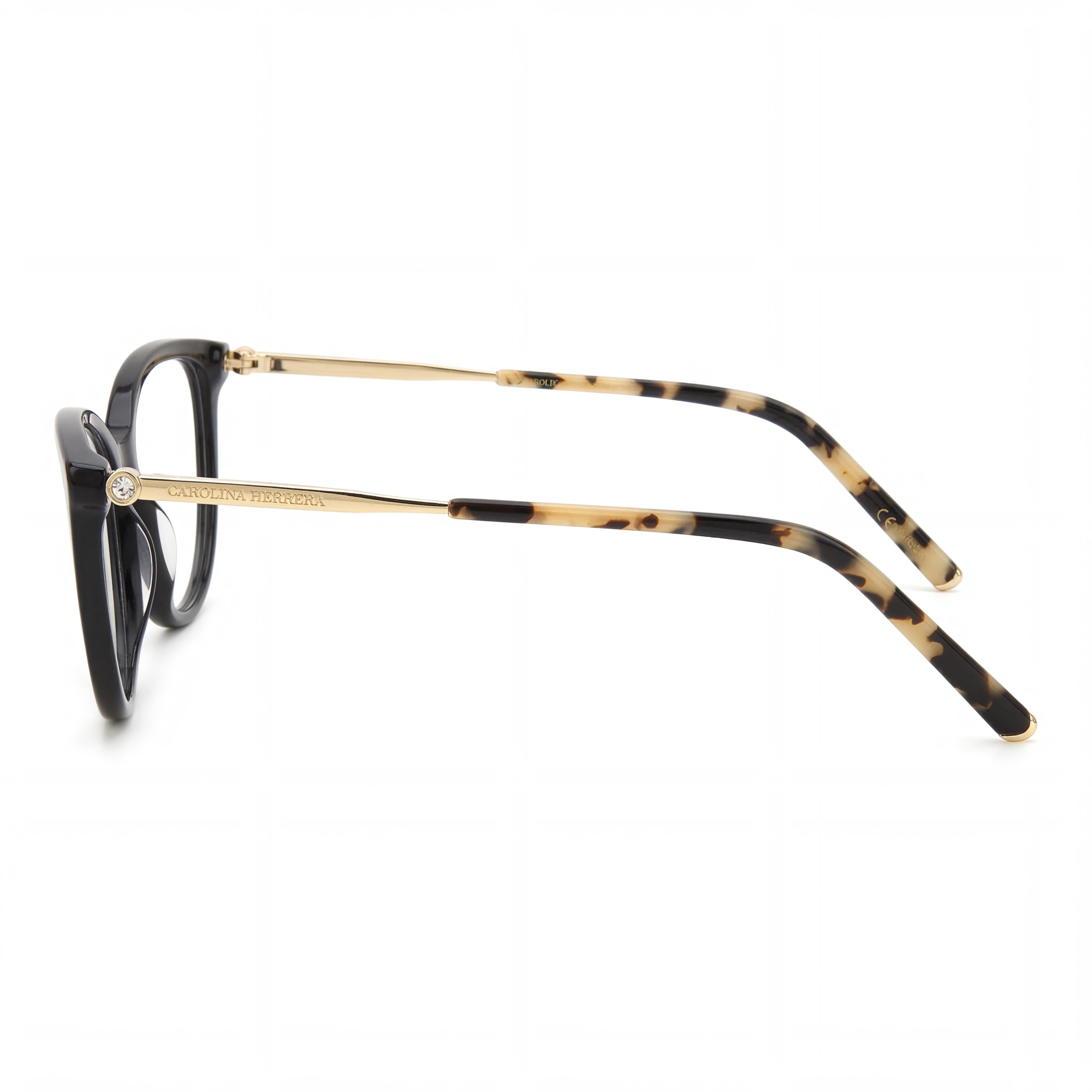 Carolina Herrera Men's Classic Black Gold Plastic Frame Polycarbonate Lens Non-Polarized Sunglasses 55-15-145mm, Photo 2