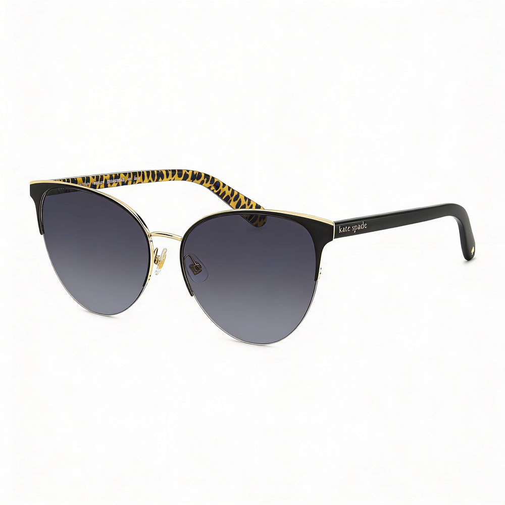 Gafas de sol Kate Spade New York Izara/G/S para mujer, negras, grises, de acero inoxidable, con lentes grises degradadas, sin polarizar, con protección UV, 57 mm