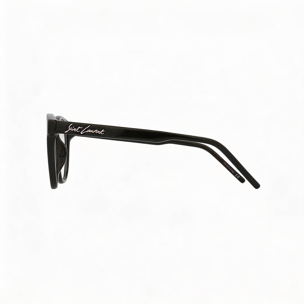 Gafas unisex Saint Laurent SL 399 redondas/ovaladas, montura de plástico transparente negra, lentes transparentes, 53 mm