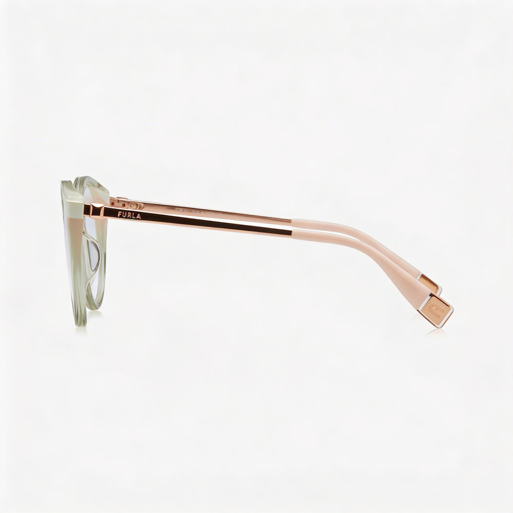 Furla Casual. Gafas de sol de policarbonato no polarizadas para mujer con montura de acetato Grigio/Verde Lucido 53mm