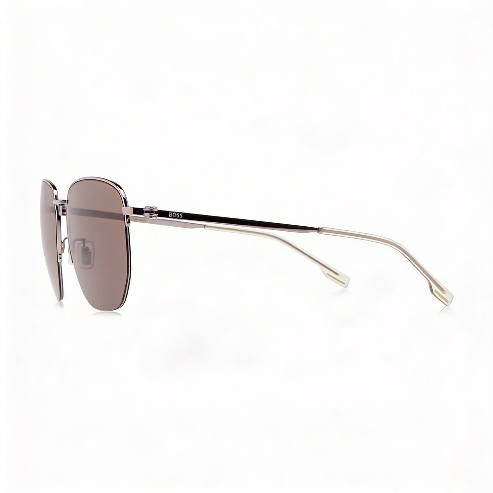 Hugo Boss Modern Unisex Stainless Steel Frame & Lens Ruthenium UV Protection Sunglasses 57mm