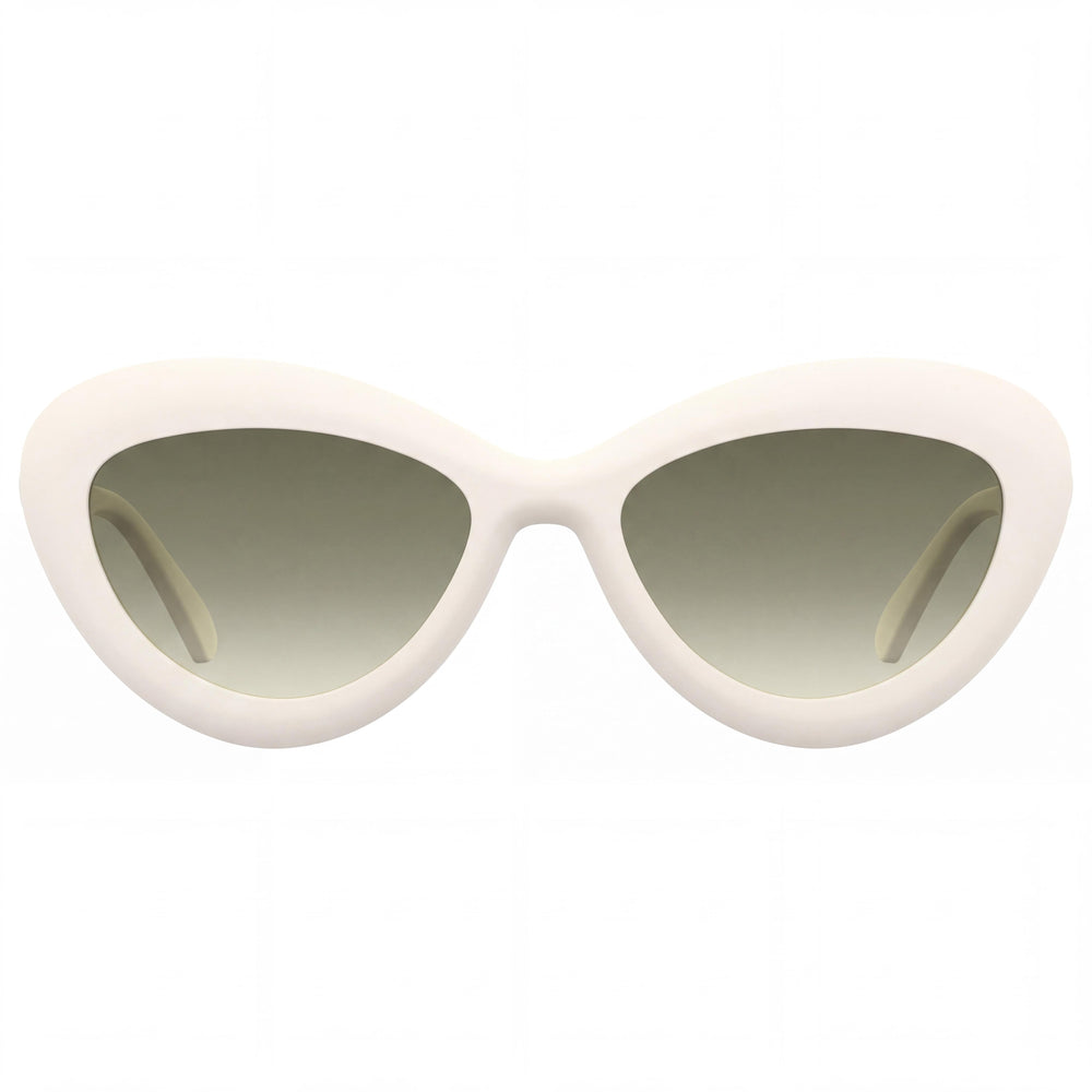 Moschino 163/S Women's Casual Non-Polarized Sunglasses with Ivory Cellulose Prop. Frame & Green Shaded Lenses 55-19-140