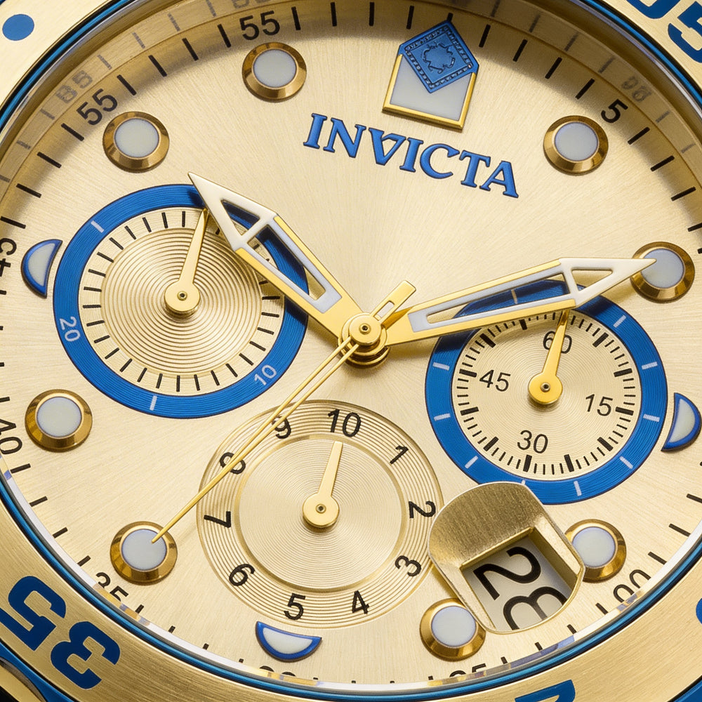 Reloj Invicta para hombre, informal, de cuarzo suizo, cronógrafo, de acero inoxidable dorado, 48 mm, resistente al agua