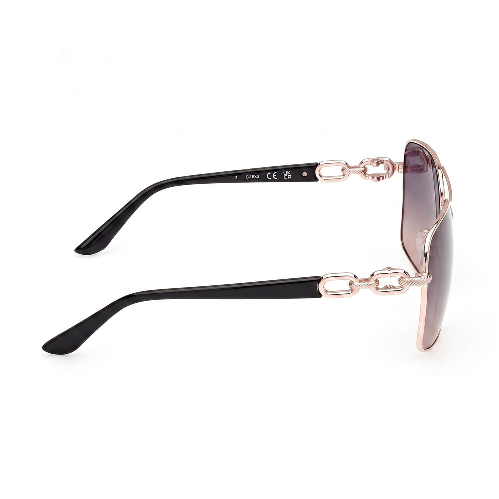 GUESS Classic Unisex Metal Frame Shiny Rose Gold Gradient Smoke UV Protection Sunglasses 63mm
