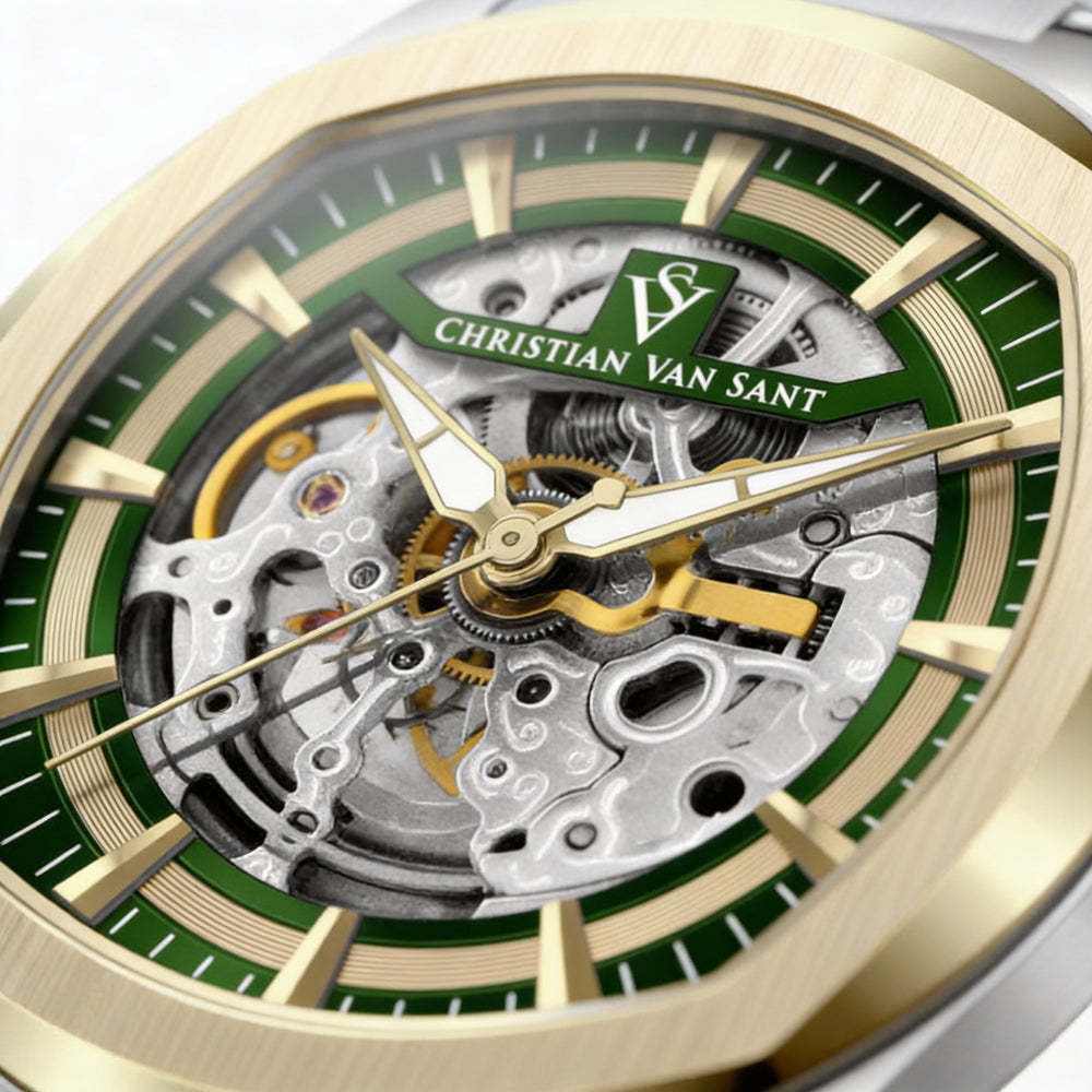 Christian Van Sant bracelet Men's Green Dial Stainless Steel Automatic Movement Water Resistant Watch