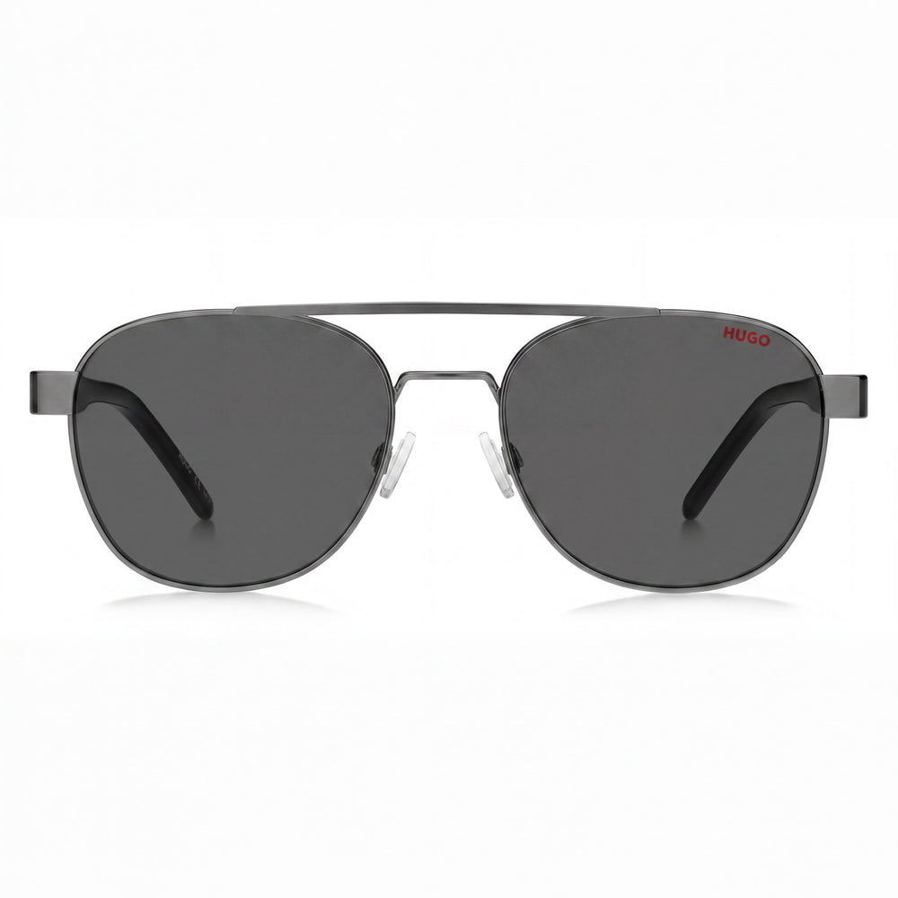 Gafas de sol HUGO Casual para hombre de metal rutenio oscuro mate con lentes ahumadas de color marrón oscuro con protección UV de 54 mm