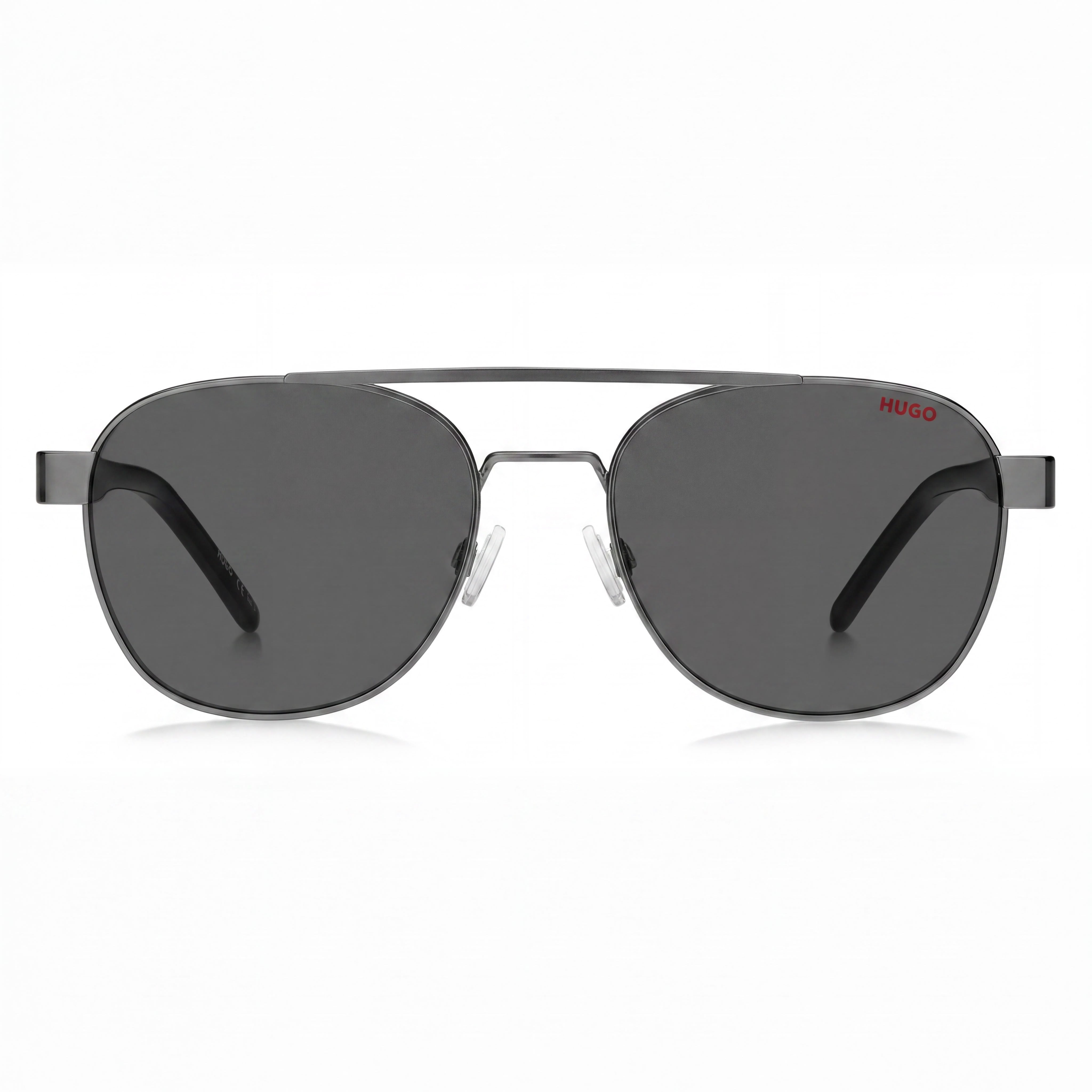 HUGO Casual Men's Matte Dark Ruthenium Metal UV Protected Sunglasses with Smoky Dark Brown Lenses 54mm, Photo 2