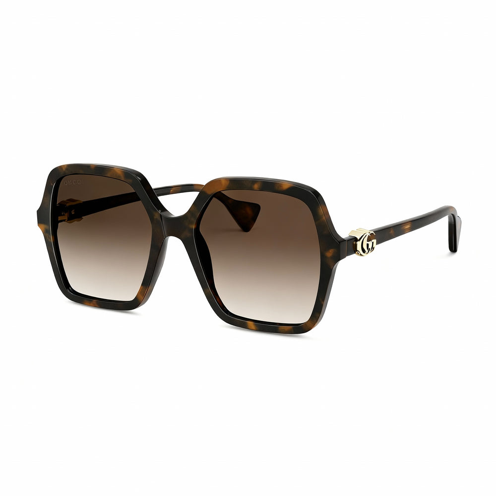 Gucci GG1072S-002 Women's Brown Gradient Lens Havana Acetate Full Rim Square Sunglasses 56-19