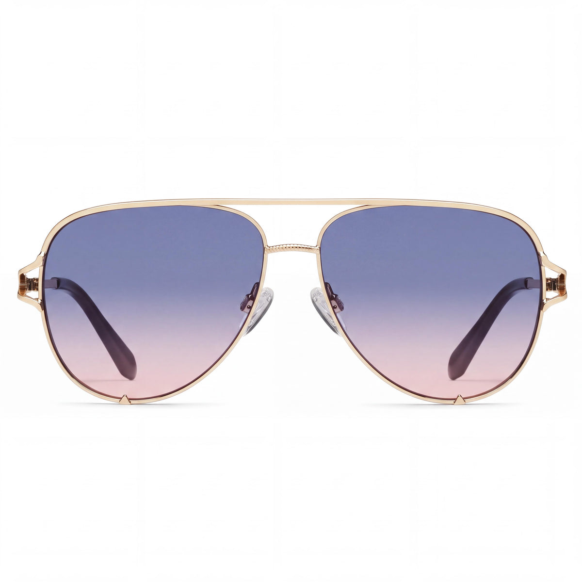Gafas de sol de aviador para mujer QUAY AUSTRALIA High Key Twist con montura de metal dorado y lentes azul rosado, protección UV, 146 mm, Photo 2
