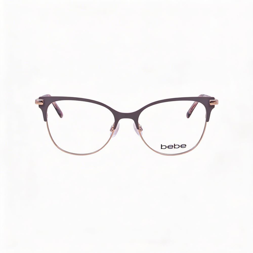 bebe Bb5224 Women's Full Rim Cat Eye Eyeglasses Frame with Pink Metal, Lens Width 52mm