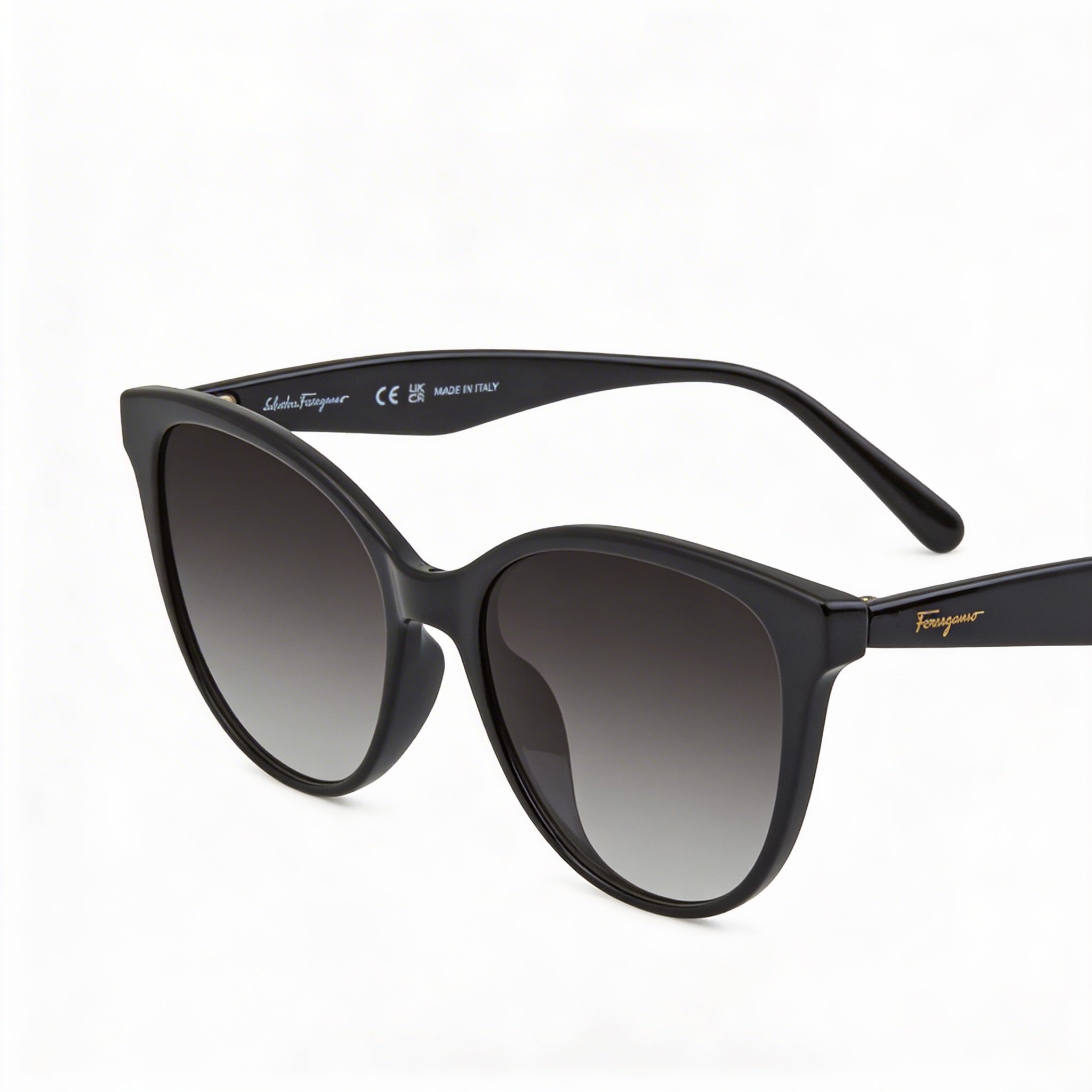 Ferragamo SF1073S Women's Black Plastic Cat Eye Grey Gradient Sunglasses 54mm, Photo 3