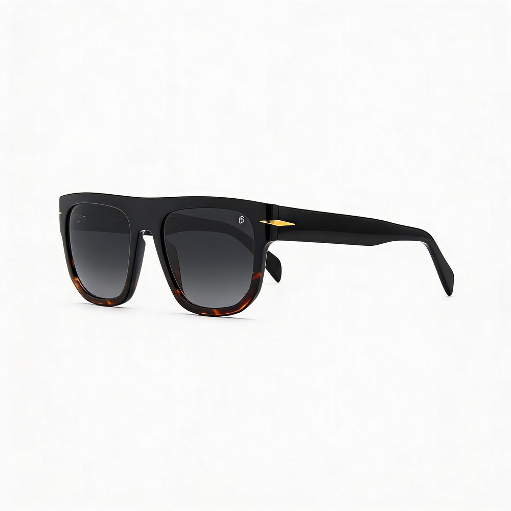 David Beckham Db 7044/S Men's Rectangular Black Grey Shaded Acetate Non-Polarized UV Protection Sunglasses 54mm