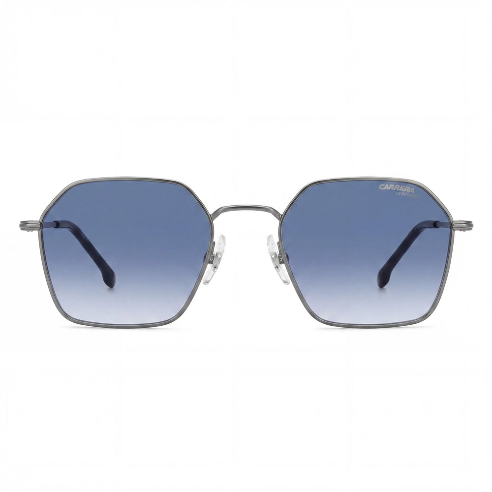 Gafas de sol Carrera Casual para hombre de acero inoxidable, rutenio mate, no polarizadas, sombreado azul oscuro 53 mm, 100 % protección UVA y UVB