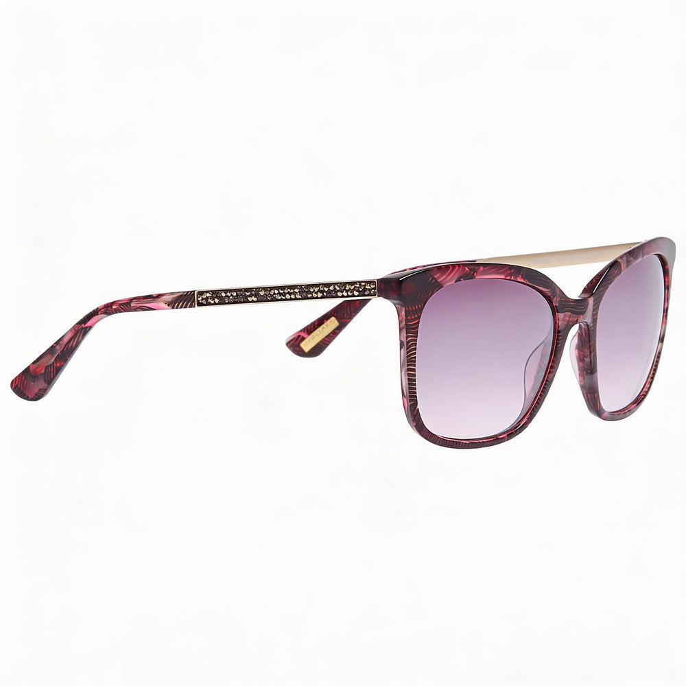 Guess Classic Women's Shiny Violet Plastic Frame Mirrored Burgundy Plastic Non-Polarized Sunglasses 54mm