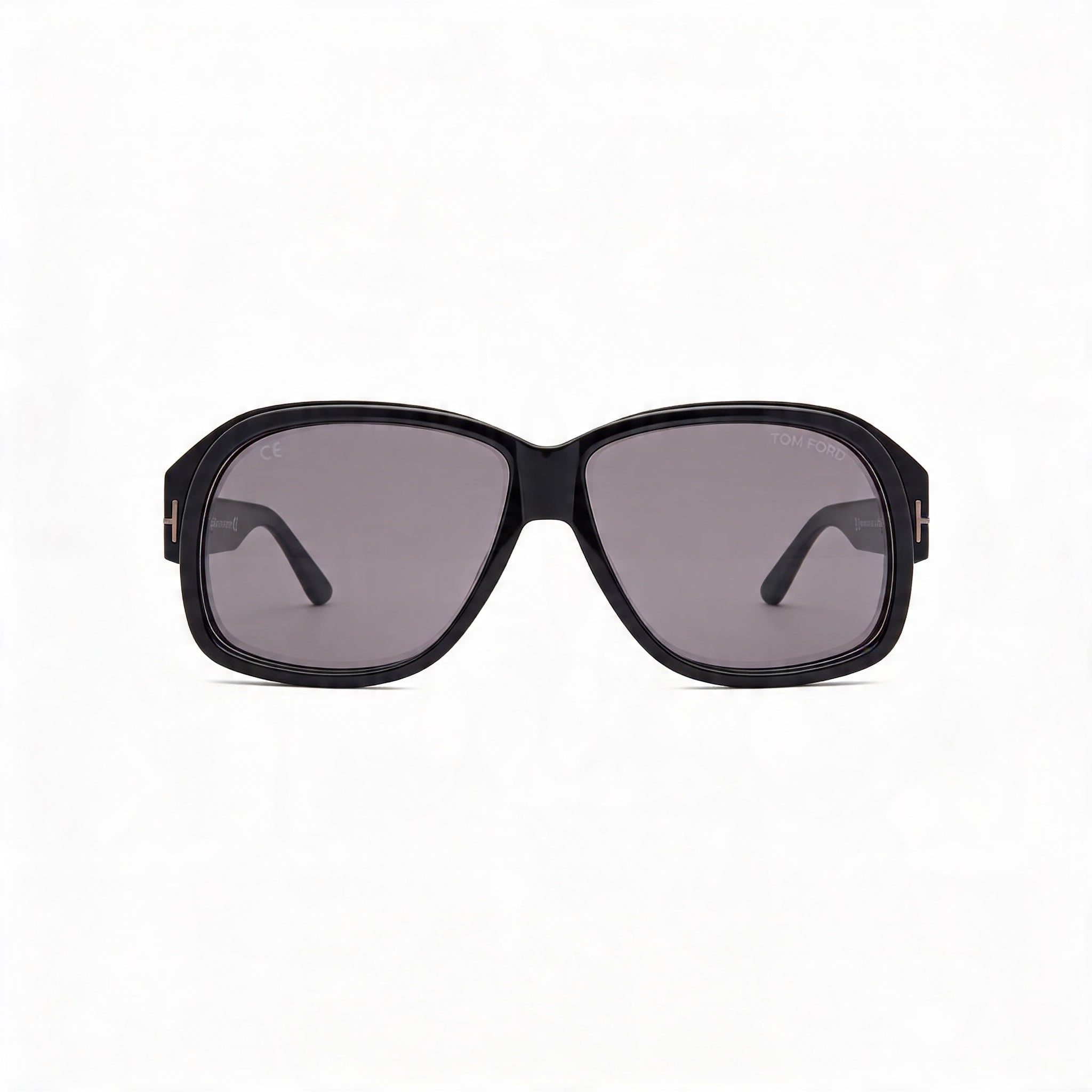 Tom Ford Lyle FT0837 N Men's Shiny Black Plastic Square Grey 100% UV Protection Non-Polarized Sunglasses 60mm, Photo 2