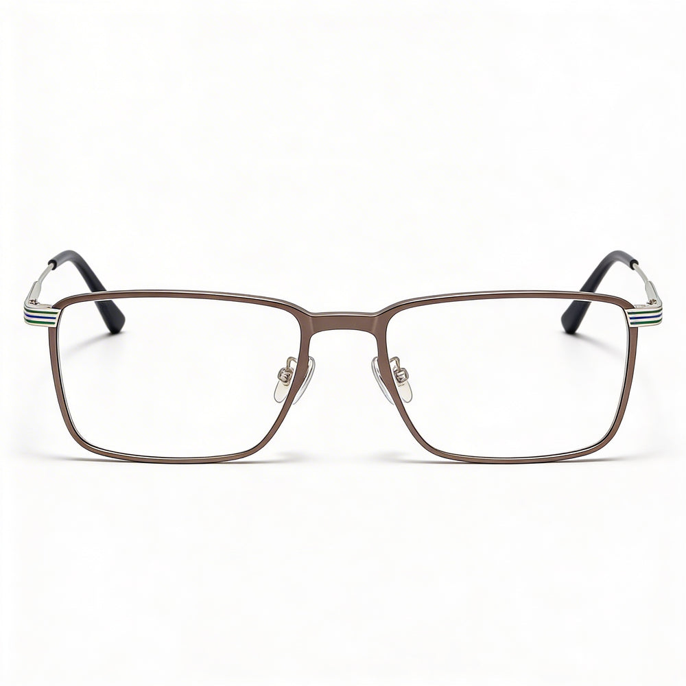 Lacoste Casual Men's Semi-matte Dark Ruthenium Frame Transparent Plastic Lenses Eyeglasses 54-18-145