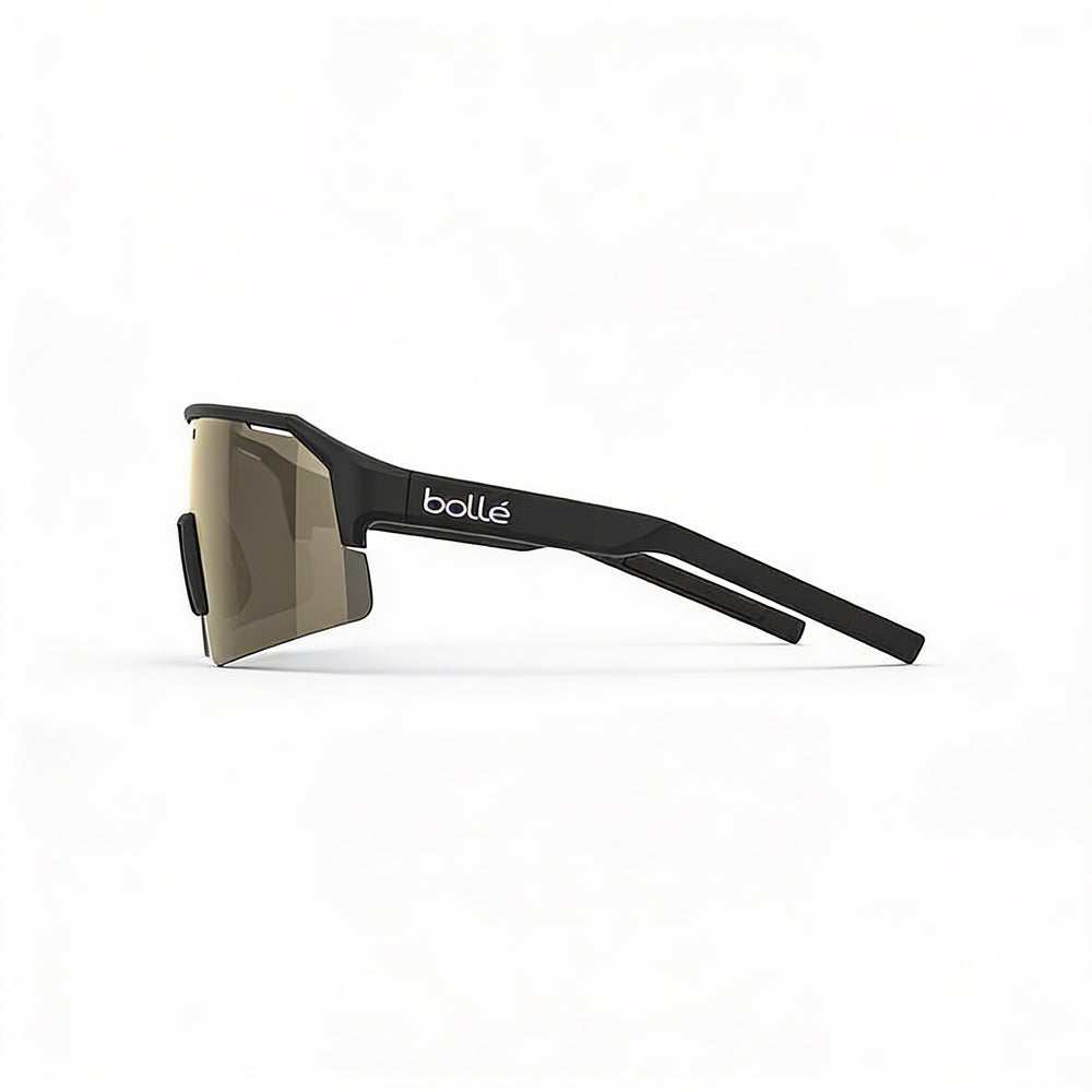bollé Modern Unisex Sunglasses for Mountain Biking with Black Matte Gold Nylon Frame 140mm Lens