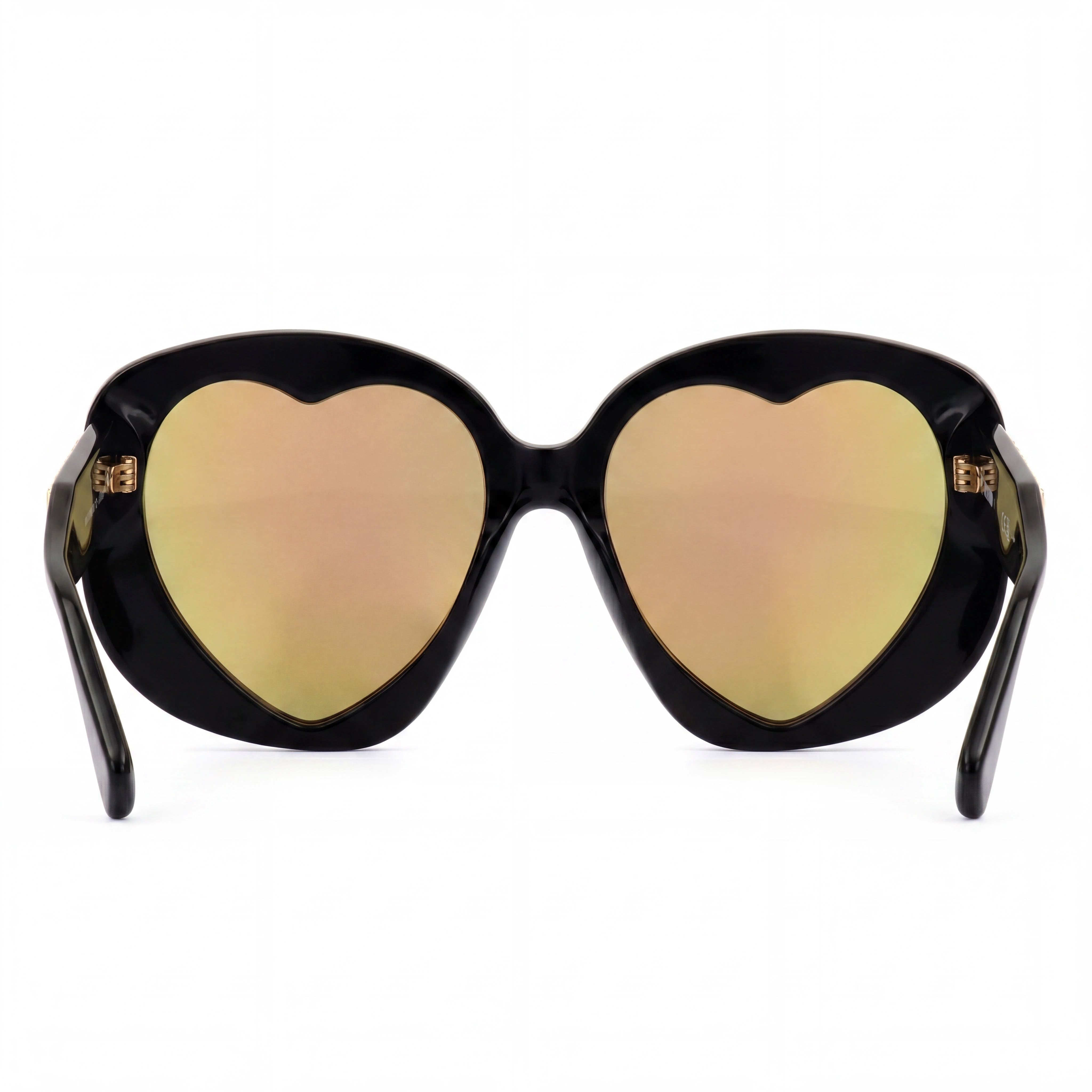 Moschino Casual Women's Heart Shape Acetate Sunglasses with Black Brown Frame & Brown Yellow Multilayer Lenses, 61mm, Photo 2
