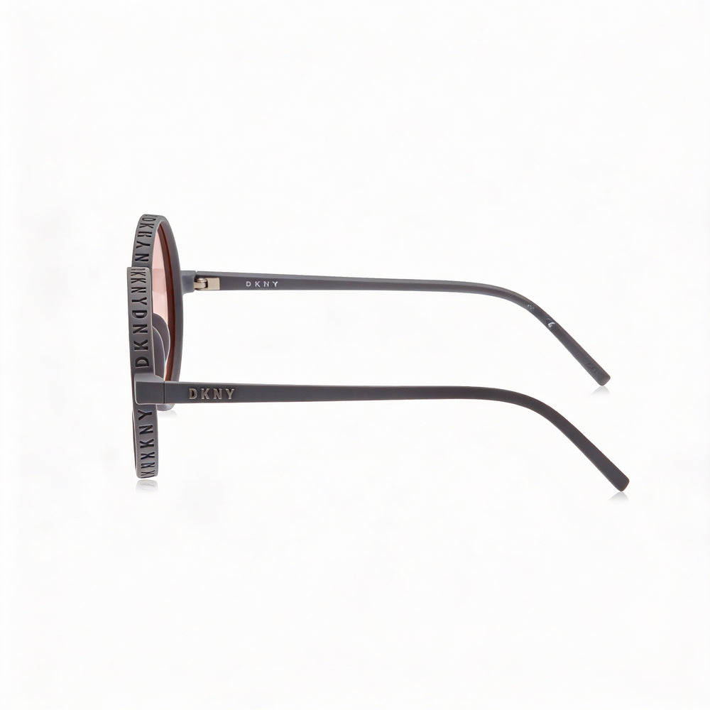 DKNY Classic Retro-Round Women's Grey Injected Frame Sunglasses with Blush Mirror Lenses 53mm UV Protection