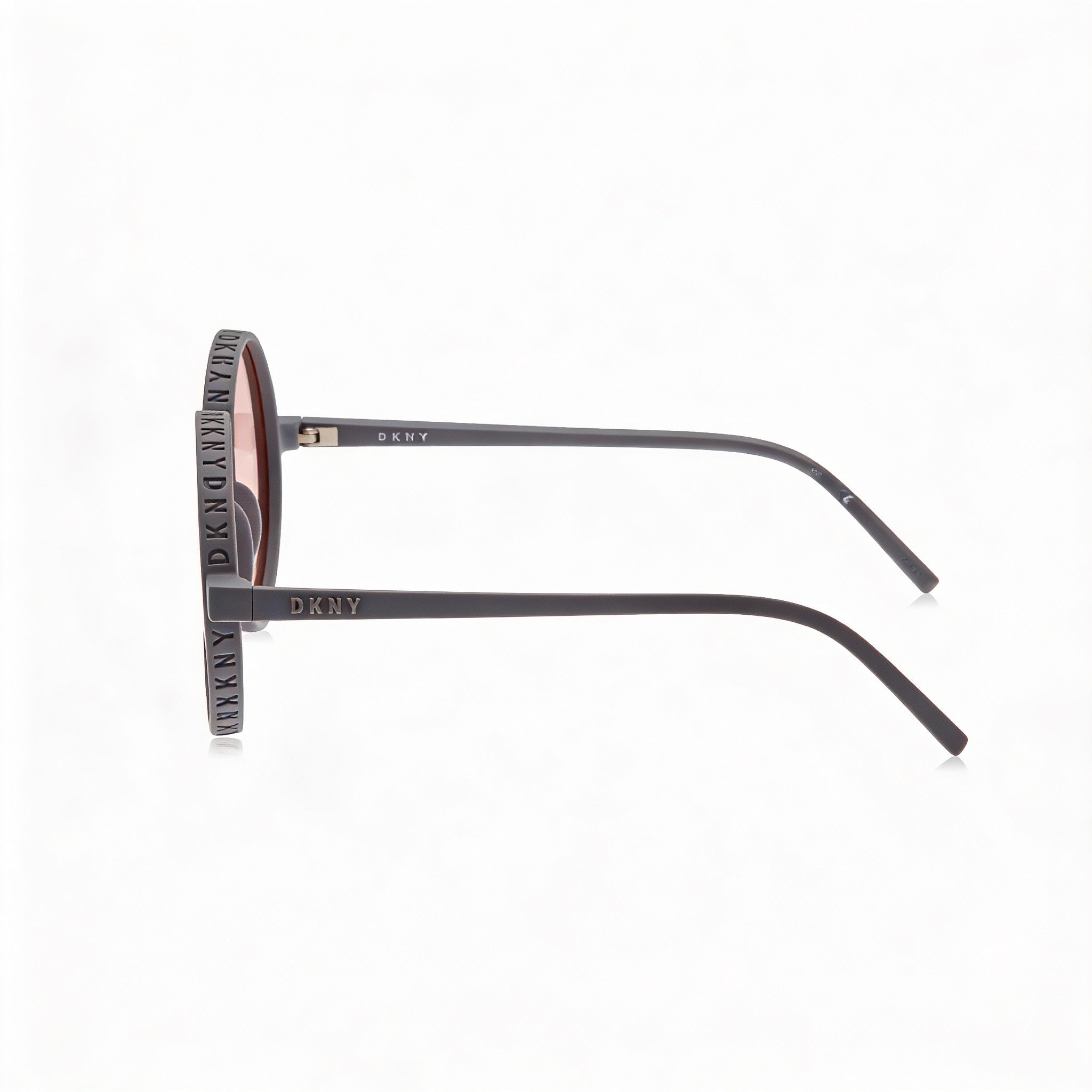 DKNY Classic Retro-Round Women's Grey Injected Frame Sunglasses with Blush Mirror Lenses 53mm UV Protection, Photo 3