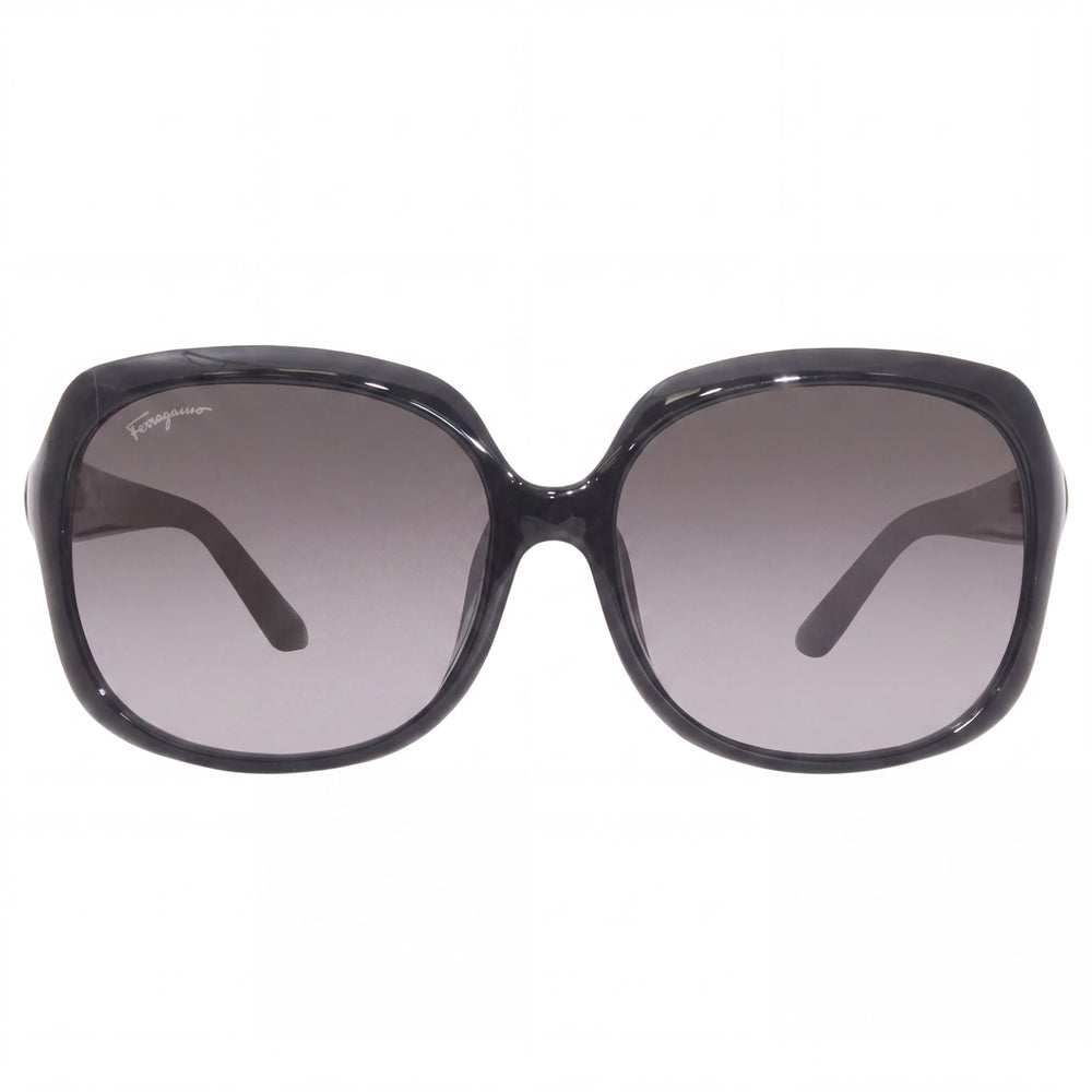 Ferragamo Classic Women's Black Plastic Grey Gradient Oversized UV Protected Sunglasses 59mm