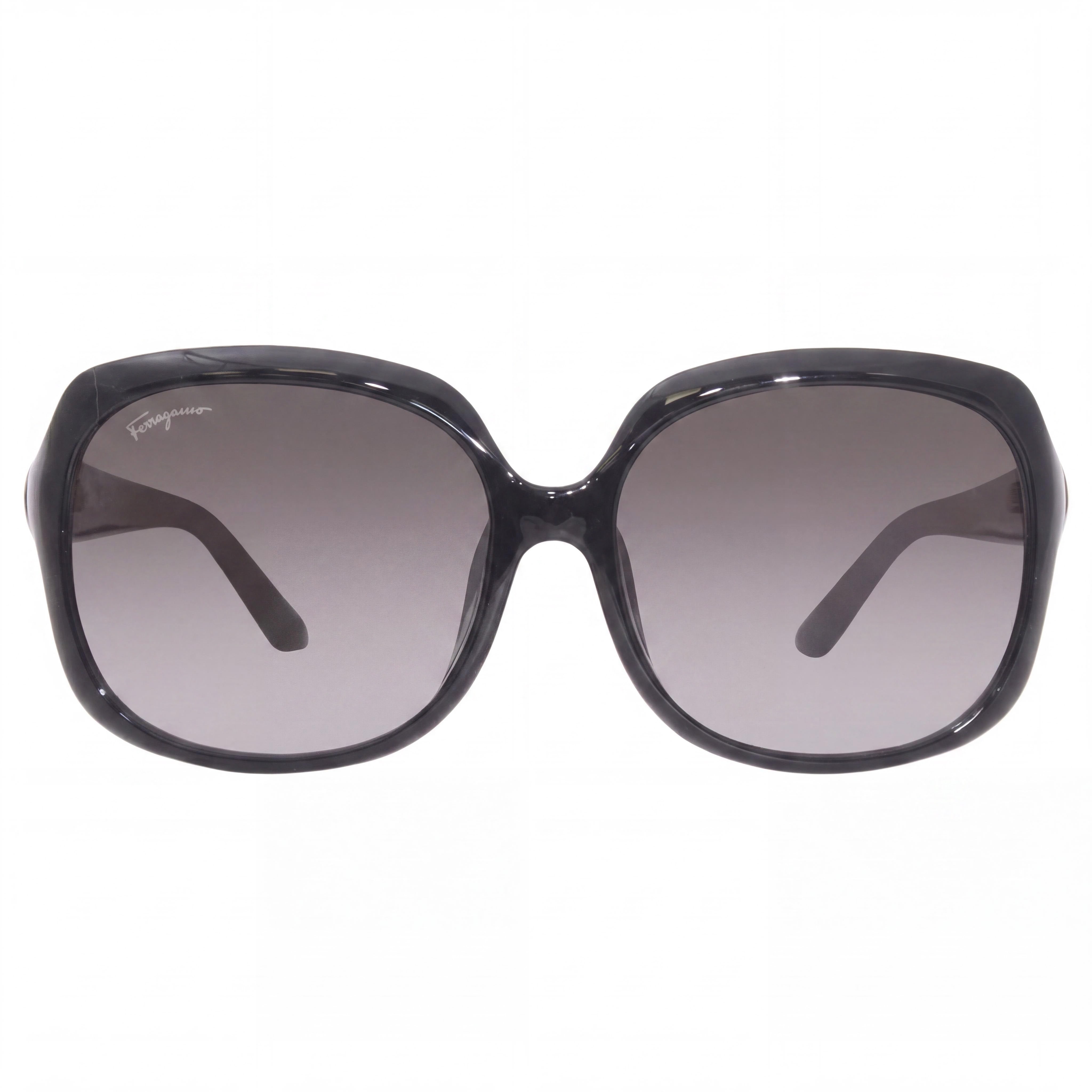 Gafas de sol Ferragamo Classic para mujer, de plástico negro, con degradado gris, de gran tamaño y protección UV, 59 mm, Photo 2